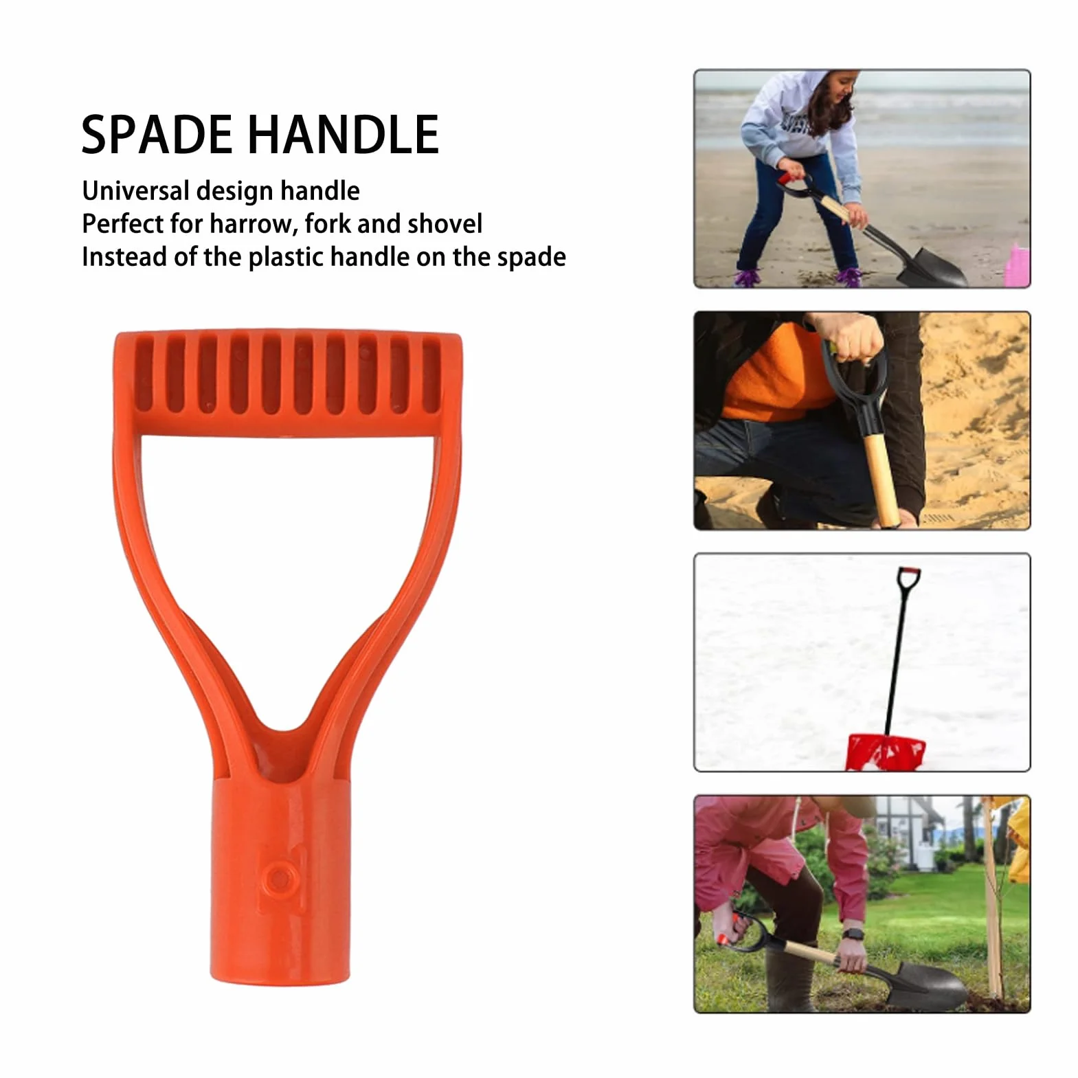 Uchwyt łopaty Łopata Śrubowy Uchwyt Antypoślizgowy Zamiennik 32 Mm Plastik do łopaty Łopaty Ogrodowe (ORANGE)