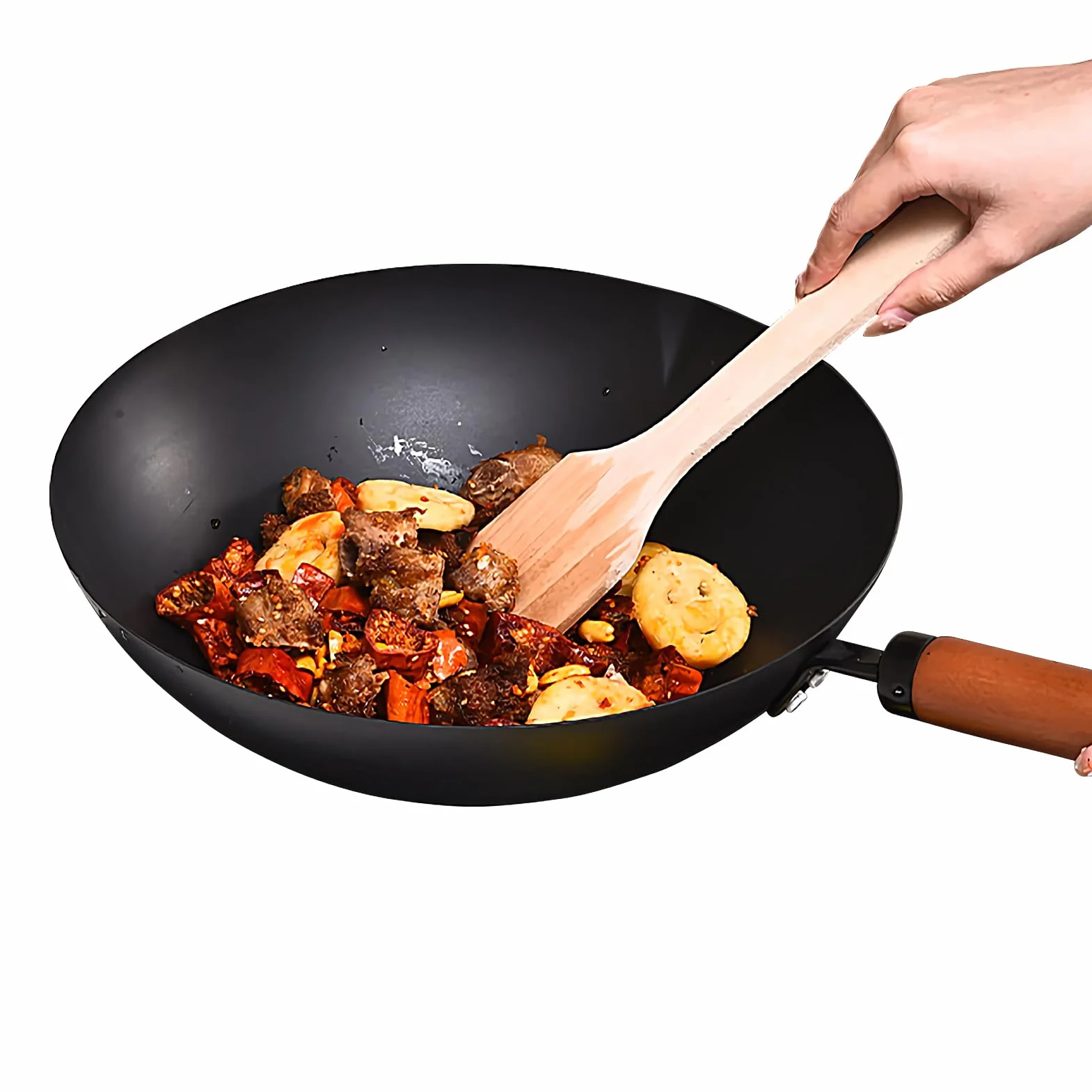 Żelazna patelnia Naturalnie nieprzywierająca żelazna patelnia bez | Sauteuse Dom Kuchnia Kemping Restauracje Kuchenka Elektryczna Kuchnia Camping Kuchenka