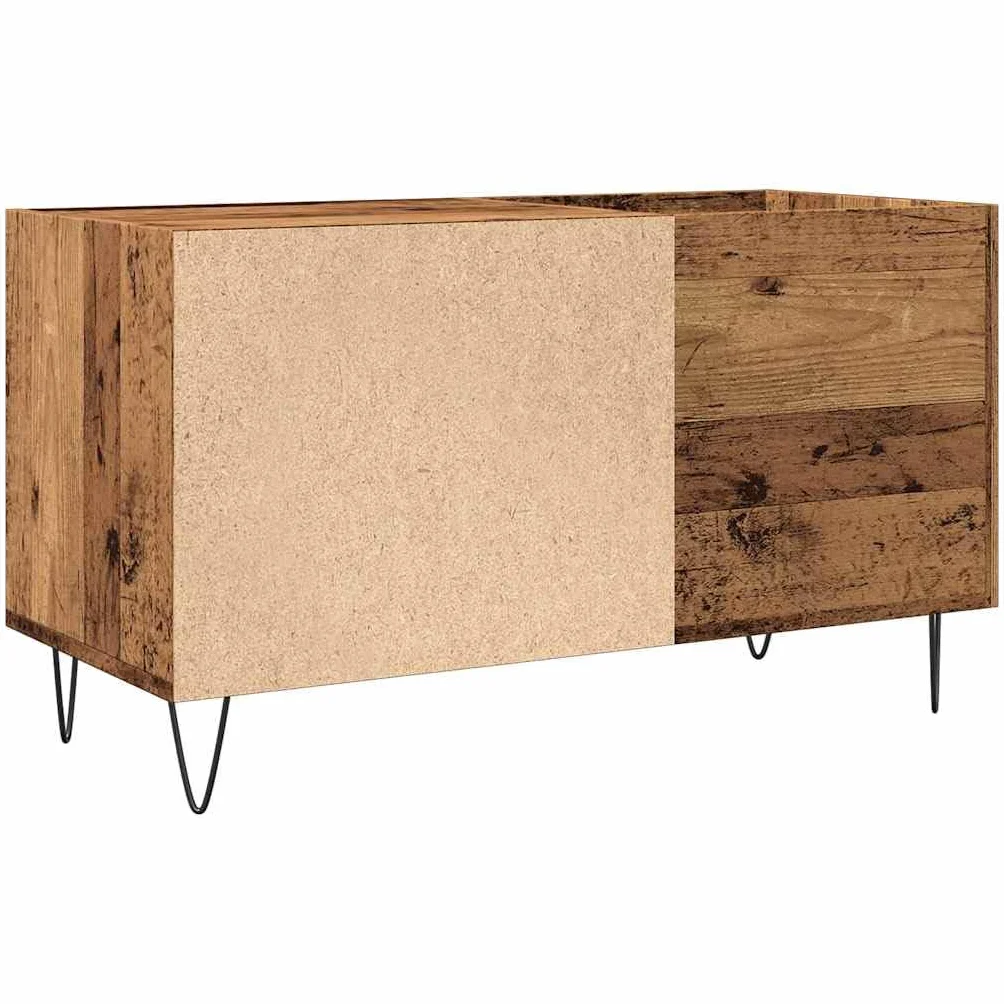Hothingwell Szafka z płyty winylowej 84,5 x 38 x 48 cm, szafka do przechowywania płyt winylowych LP z wytrzymałym blatem i żelaznymi nogami, idealna do eksponowania kolekcji muzycznej
