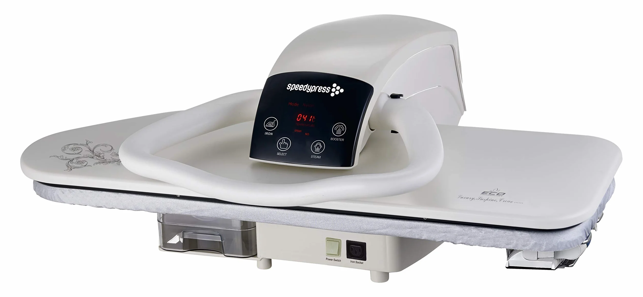 Prasa do prasowania parowego 81HD, biała, wytrzymała, profesjonalna, 81 cm z podstawką firmy Speedypress (+ bezpłatne mocowanie żelaza, filtr wody zapobiegający osadzaniu się kamienia, pokrywa