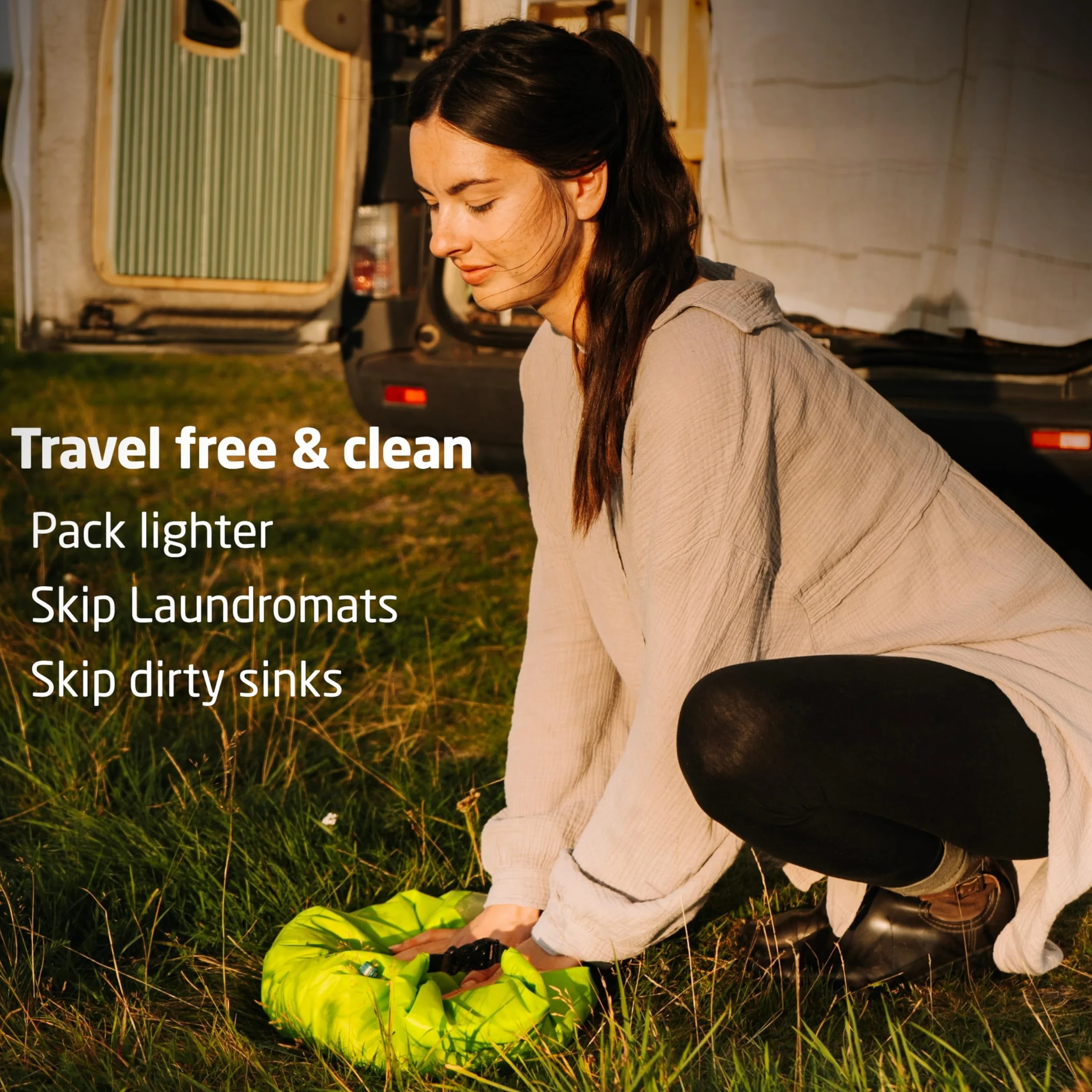 Scrubba Toplader Wash Bag 2.0 – pralka kempingowa – torba na pranie i worek do prania, zielona