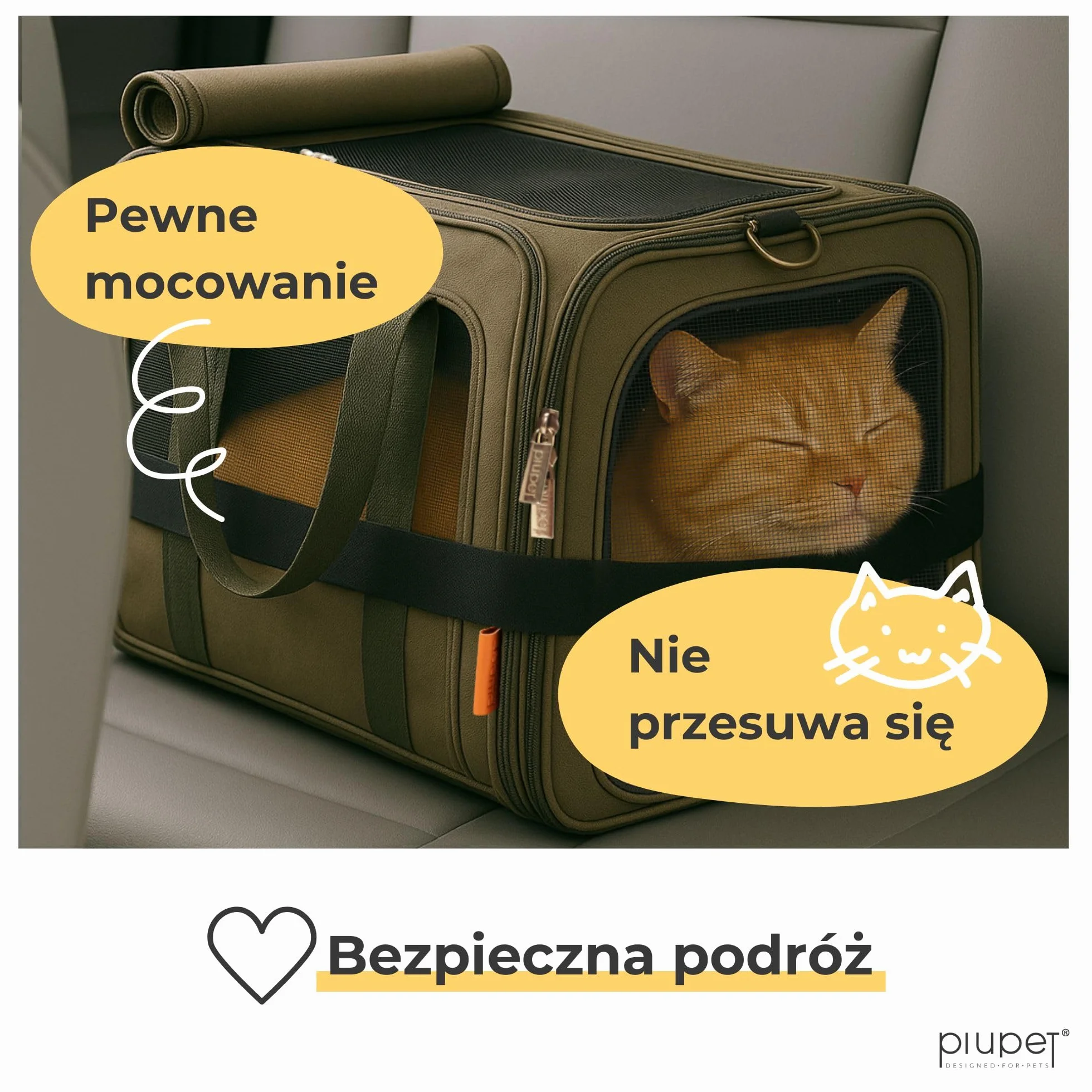 PiuPet® Pudełko transportowe i stabilna torba dla transportowych kotów I idealna z dużym polem widzenia