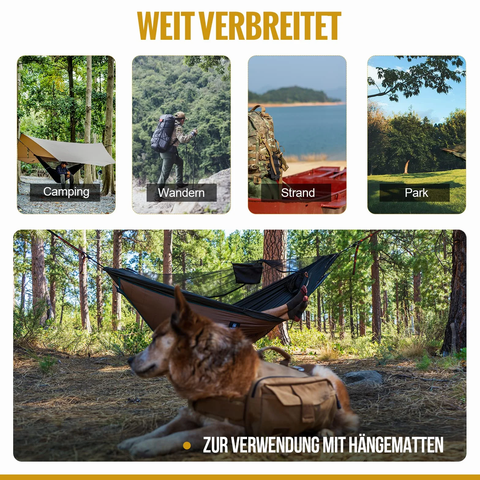 OneTigris Hideout Hamak 280 x 120 cm brązowy (coyote braun) ultralekki mata pod hamak ochrona cieplna na wędrówki kemping