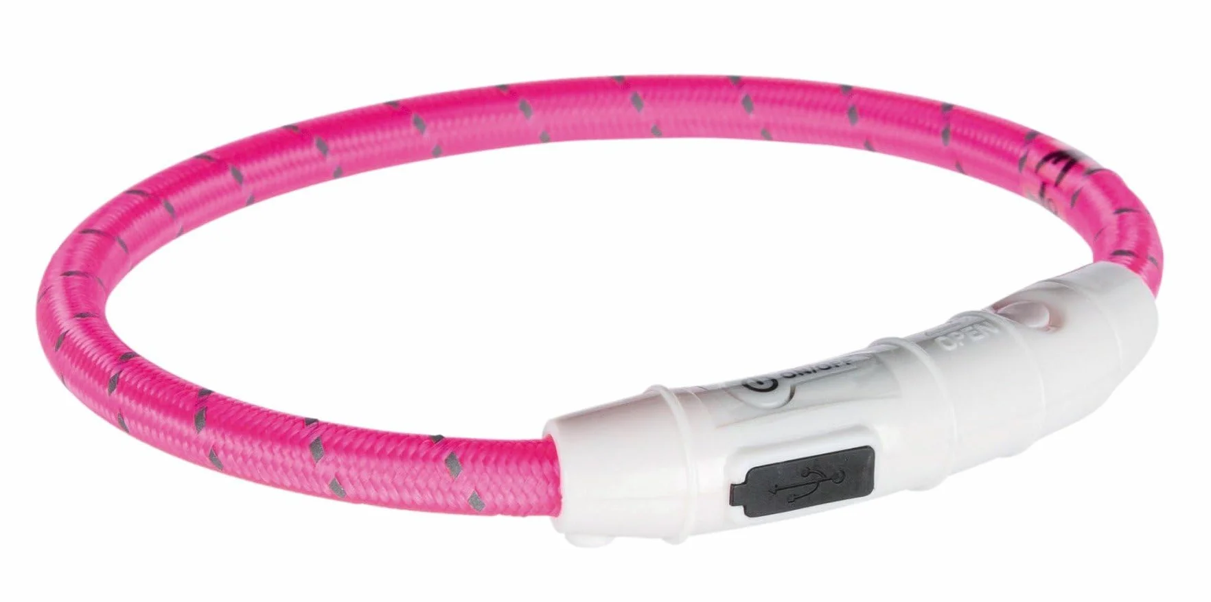 TRIXIE Pierścień świecący Flash USB XS - S (35 cm/ø 7 mm) różowy