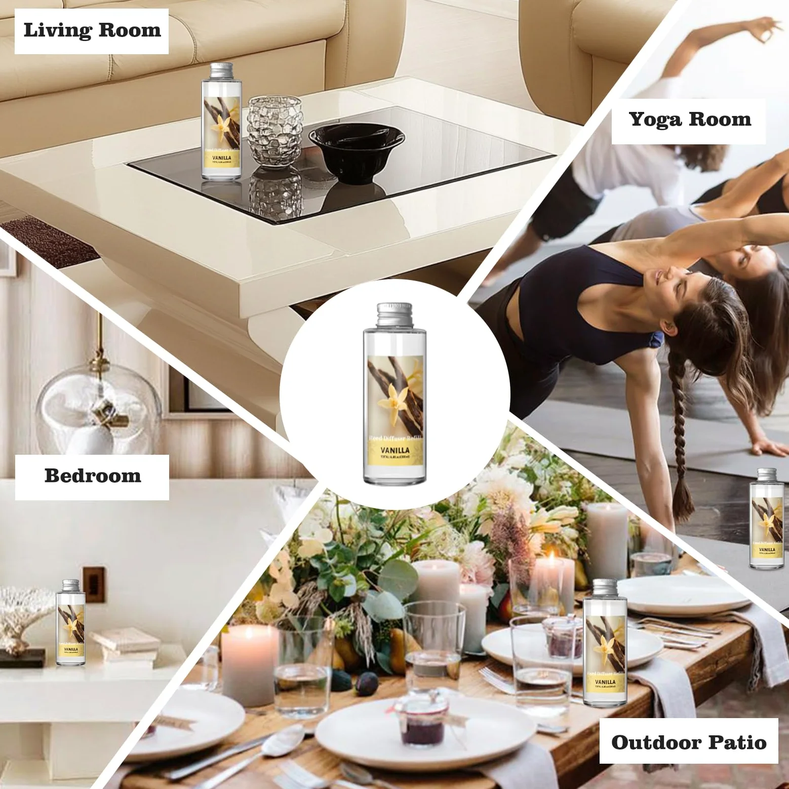 SCENTORINI Wkład do dyfuzora zapachowego Wanilia, 200ML Aromatyczny środek odświeżający do domu, Pałeczki zapachowe do sypialni, łazienki, biura i dekoracji wnętrz