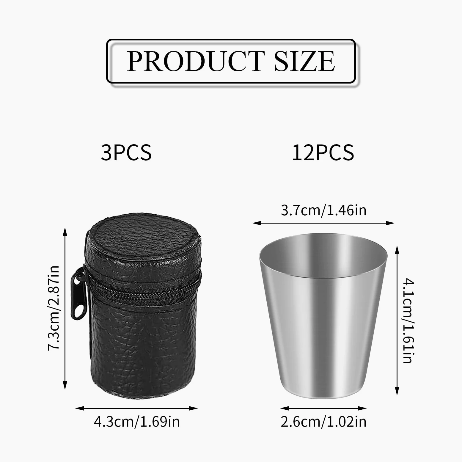 Dokeno 12 kieliszków do szotów, 30 ml metalowe przenośne szklanki Grappa, etui skórzane na piknik i kemping