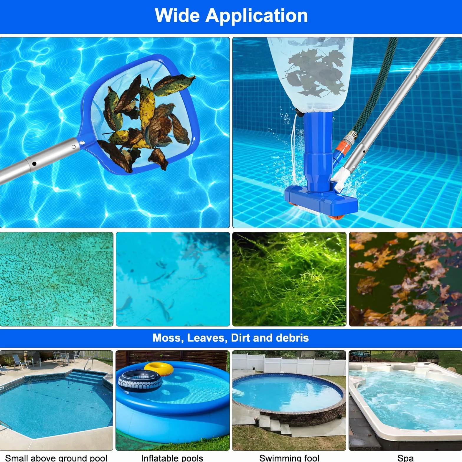 2024 Upgrade Poolreinigung Bodensauger & Skimmer Pool Kescher, Tragbares Poolsauger Staubsauger, Vakuumsauger Pool Reinigungsset