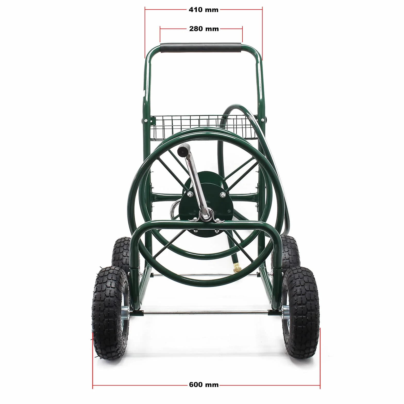 Wózek z bębnem na wąż Wiltec bez węża, bęben na wąż ogrodowy 5/8" (16 mm) do 76 m, z oponą Ø 25 cm Wózek z bębnem na wąż ogrodowy, bęben na wąż ogrodowy