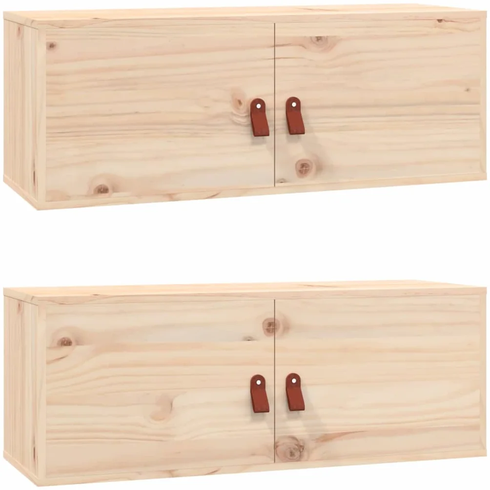 vidaXL Szafki ścienne, 2 szt., 80x30x30 cm, lite drewno sosnowe