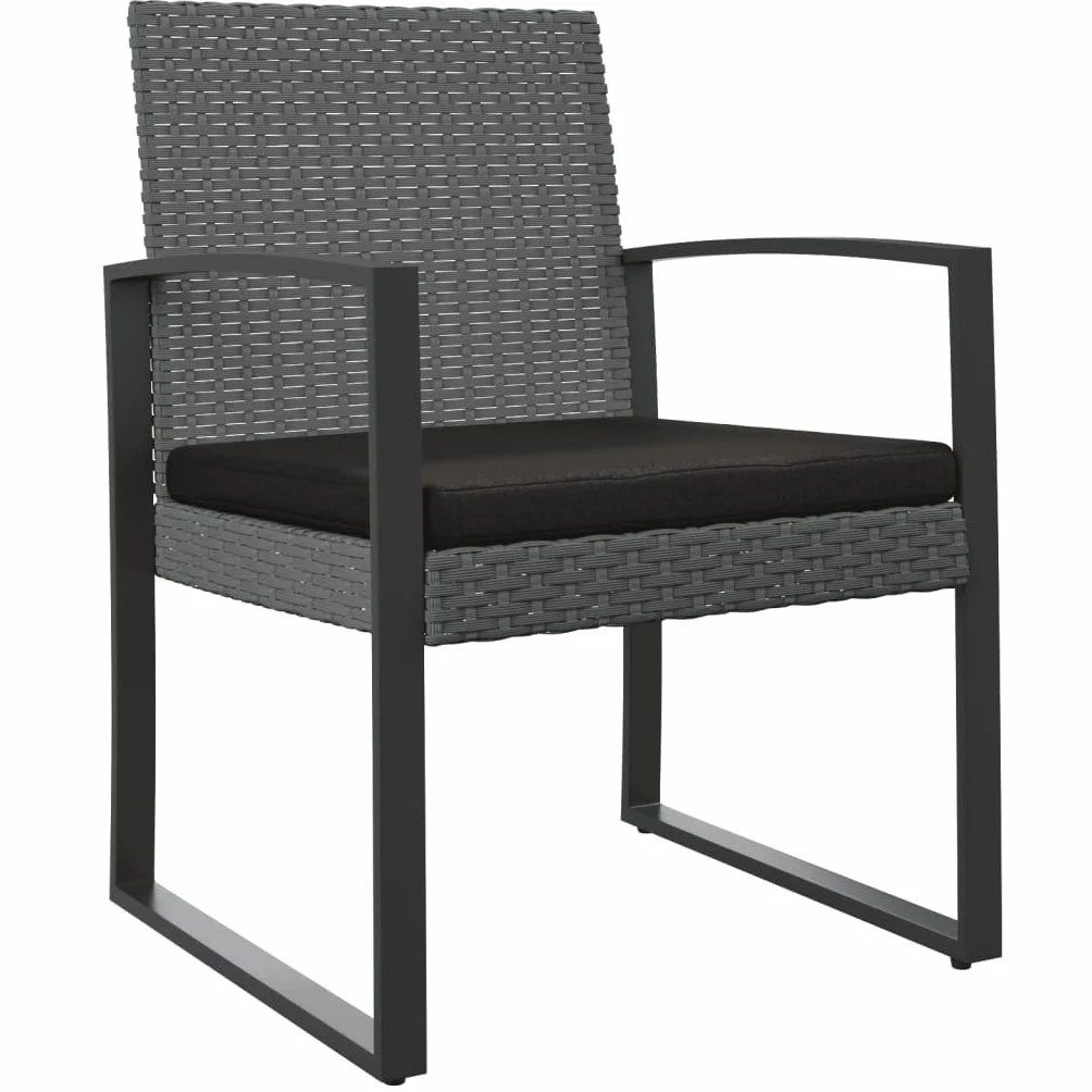 vidaXL Ogrodowe krzesła stołowe, 2 szt., ciemnoszare, rattan PP, ogrodowe krzesło stołowe, krzesła do ogrodu, krzesła stołowe do ogrodu