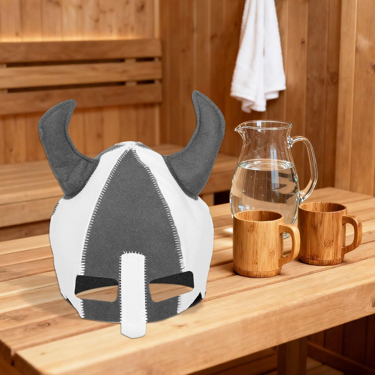 Czapka do Sauny, Ręcznie Robiona Czepek Sauny Naturalna Wełna Kapelusz Wikingów Saunas Akcesoria Kąpieli Prezenty dla Kobiet Mężczyzn Łaźnia Parowa Bania Ochrona Przed Ciepłem