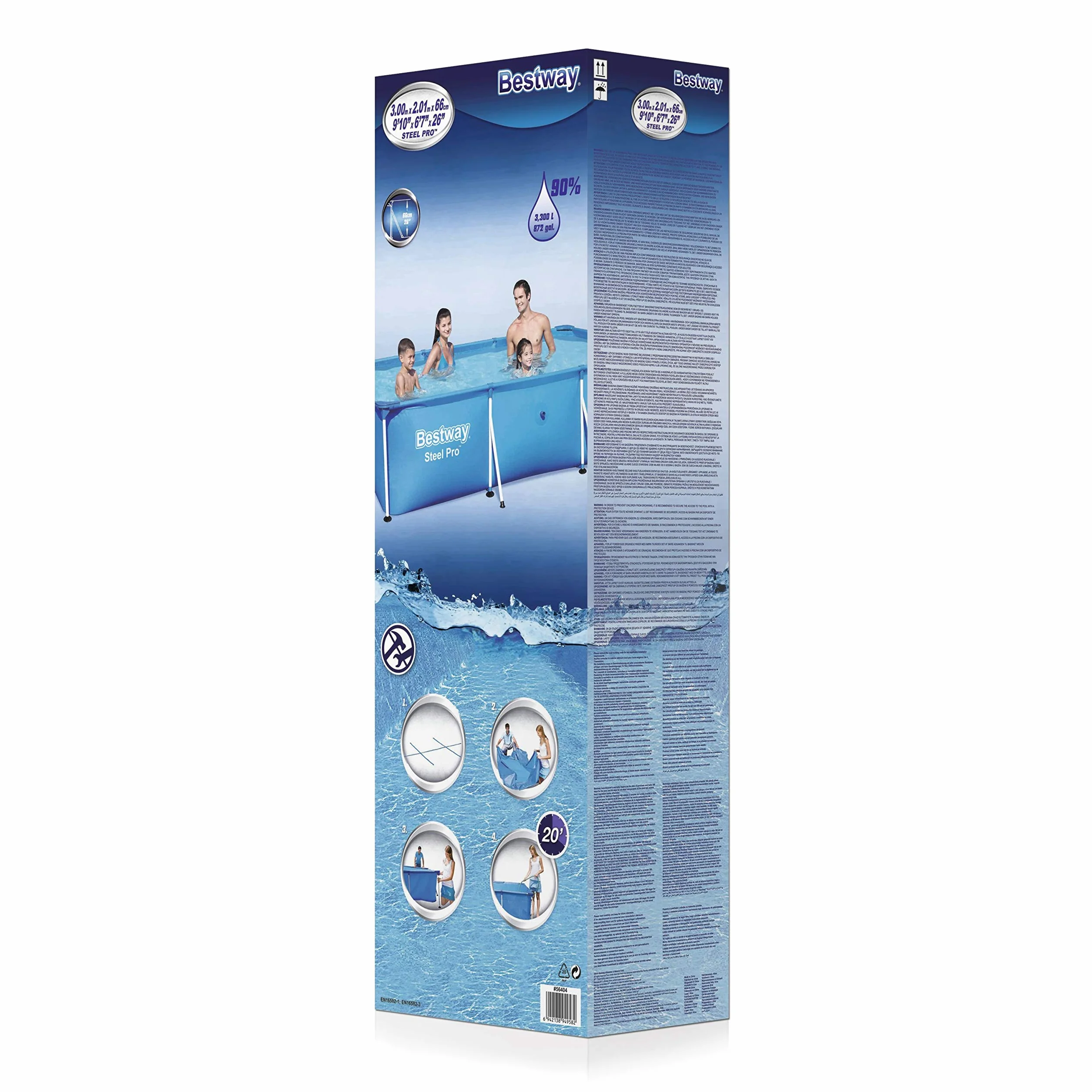 Bestway basen z prostokątną ramą, stal Pro, 25 m