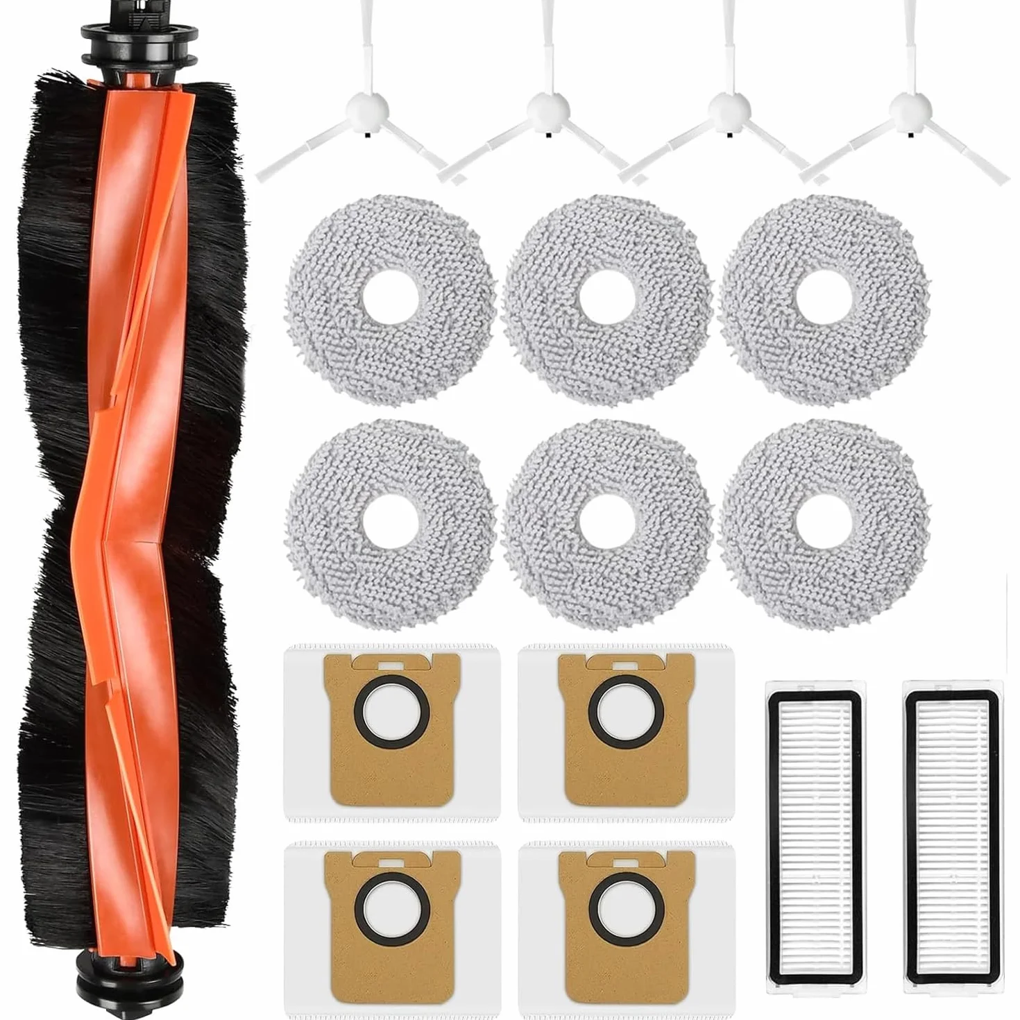 Zestaw akcesoriów do robota odkurzającego Xiaomi X20+, Saprdii 1 szczotka rolkowa, 4 worki do kurzu, 6 ściereczek do wycierania, 2 filtry, 4 szczotki boczne, X20+ część zamienna, akcesoria do robota