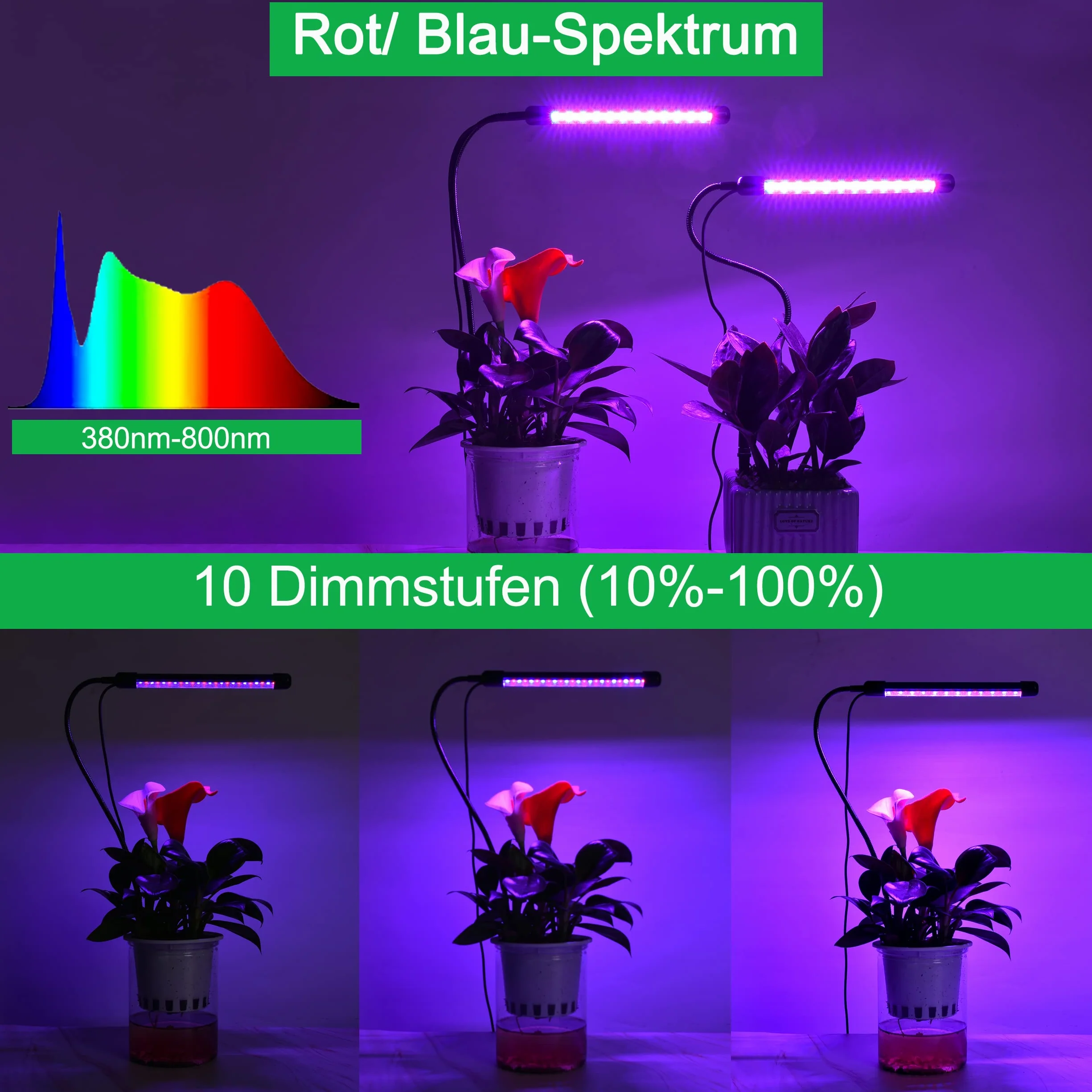 iZELL 48 LED lampa roślinna z ładowarką USB (1 paczka)