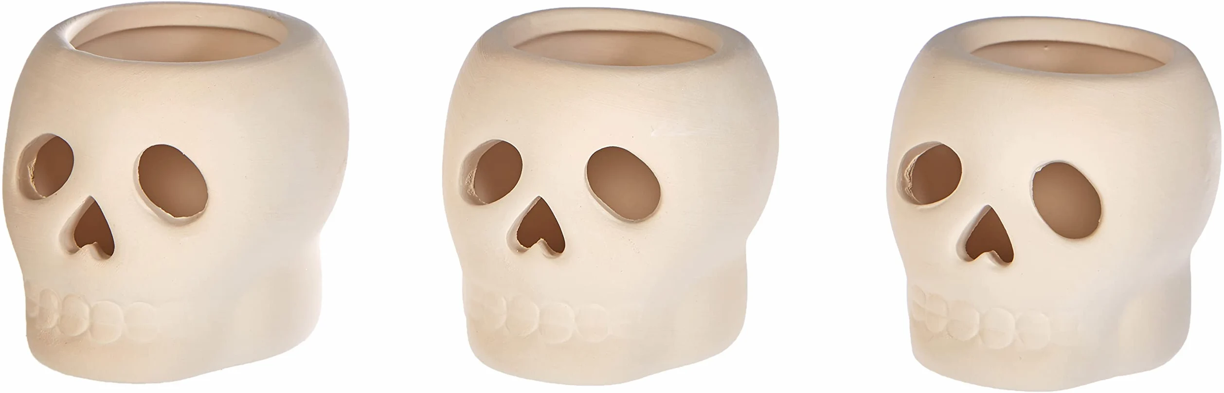 Baker Ross AG9942 Ceramiczne uchwyty na podgrzewacze czaszki (3 sztuki) dla dzieci do dekoracji i prezentacji, różne