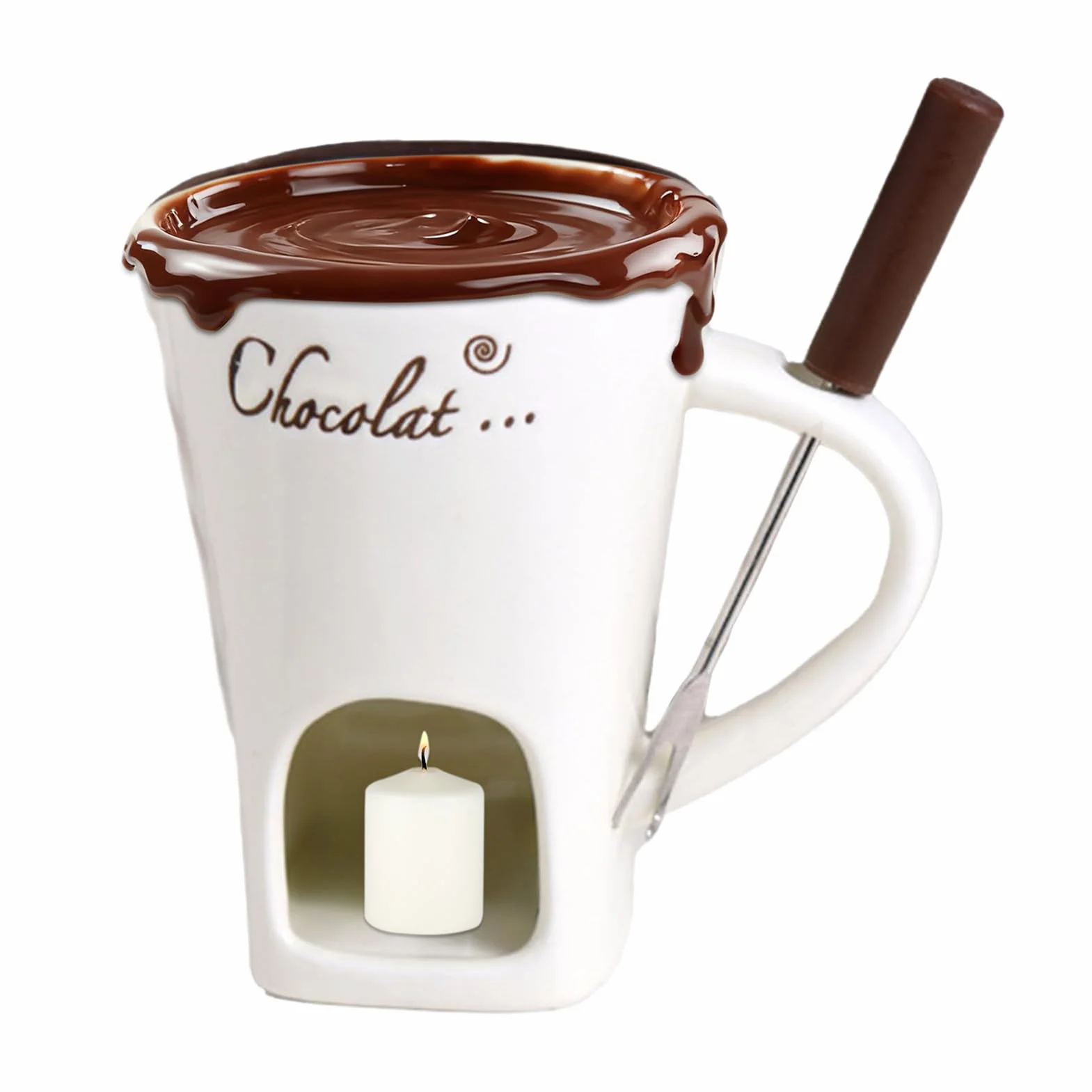 Kubek do fondue | Odporny na wysokie temperatury, przenośny, nieprzywierający, z widelcem, zestaw kubków do fondue, do zanurzania masła, deseru, napoju, kolacji, ślubu, urodzin, święta, święta