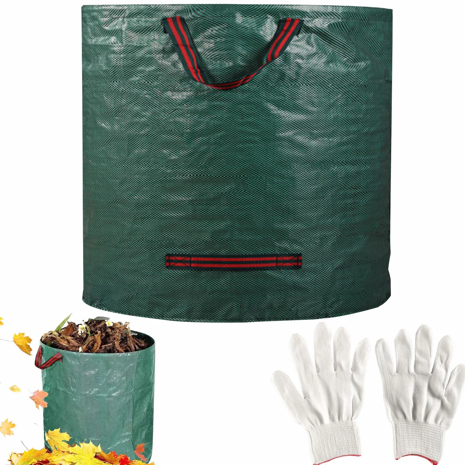 Worek na odpady ogrodowe,272 l,Worek ogrodowy na liście, ogrodowy z uchwytami, wielokrotnego użytku, składany, kempingowy worek z recyklingu liście, śmieci