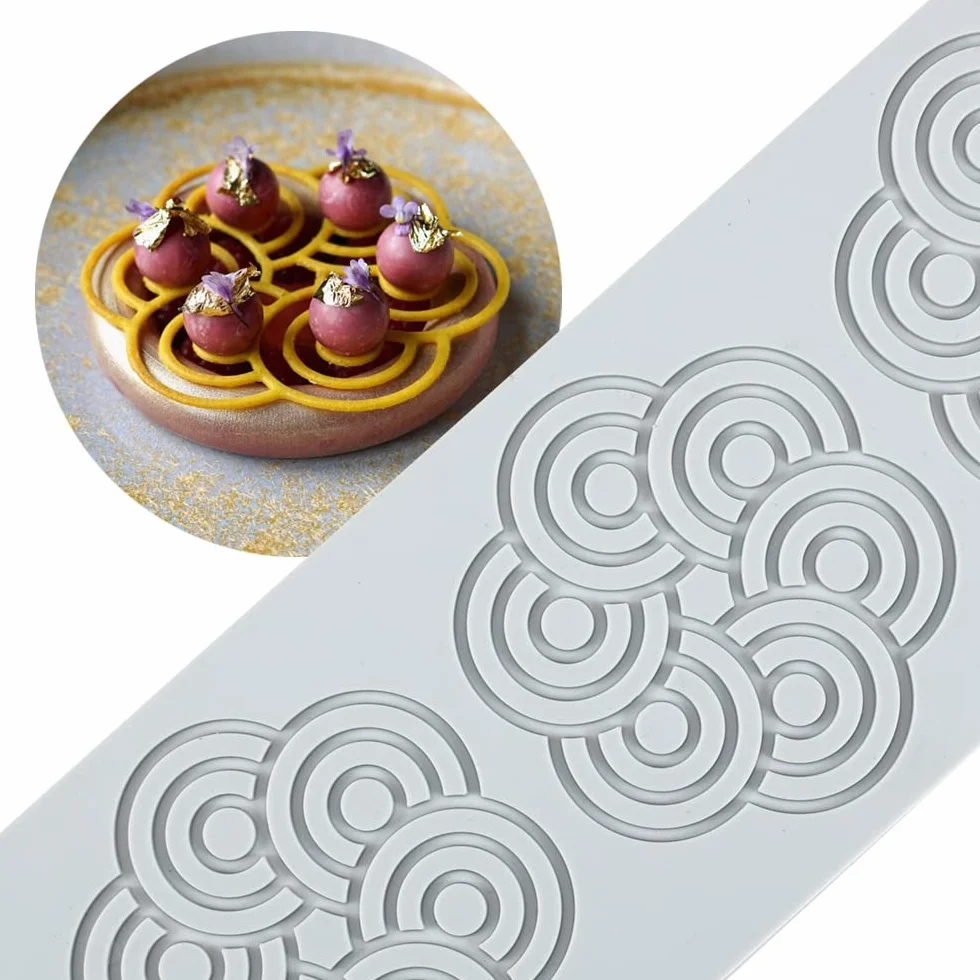 TUKE Formy koronkowe do dekorowania ciast liście 3D silikonowe formy do pieczenia, gumowate formy glina, kremówki, koronkowe maty, kwiat, wzór pszczół, do cukru, czekolady, polimeru (koła, 30 x 11 x