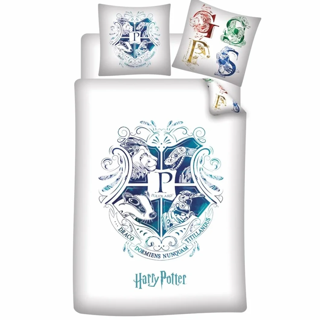 Zestaw pościeli z motywem Harry Potter, poszwa na kołdrę 140 x 200 cm + 1 poszewka na poduszkę 63 x 63 cm, 100% poliester