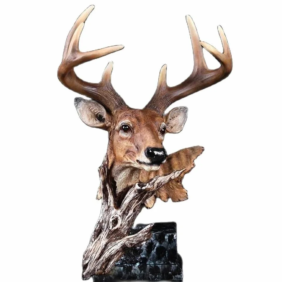 Statuarzeźba Głowy Jelenia Rzeźba Na Biurko Figurka Zwierzątka Miniatura