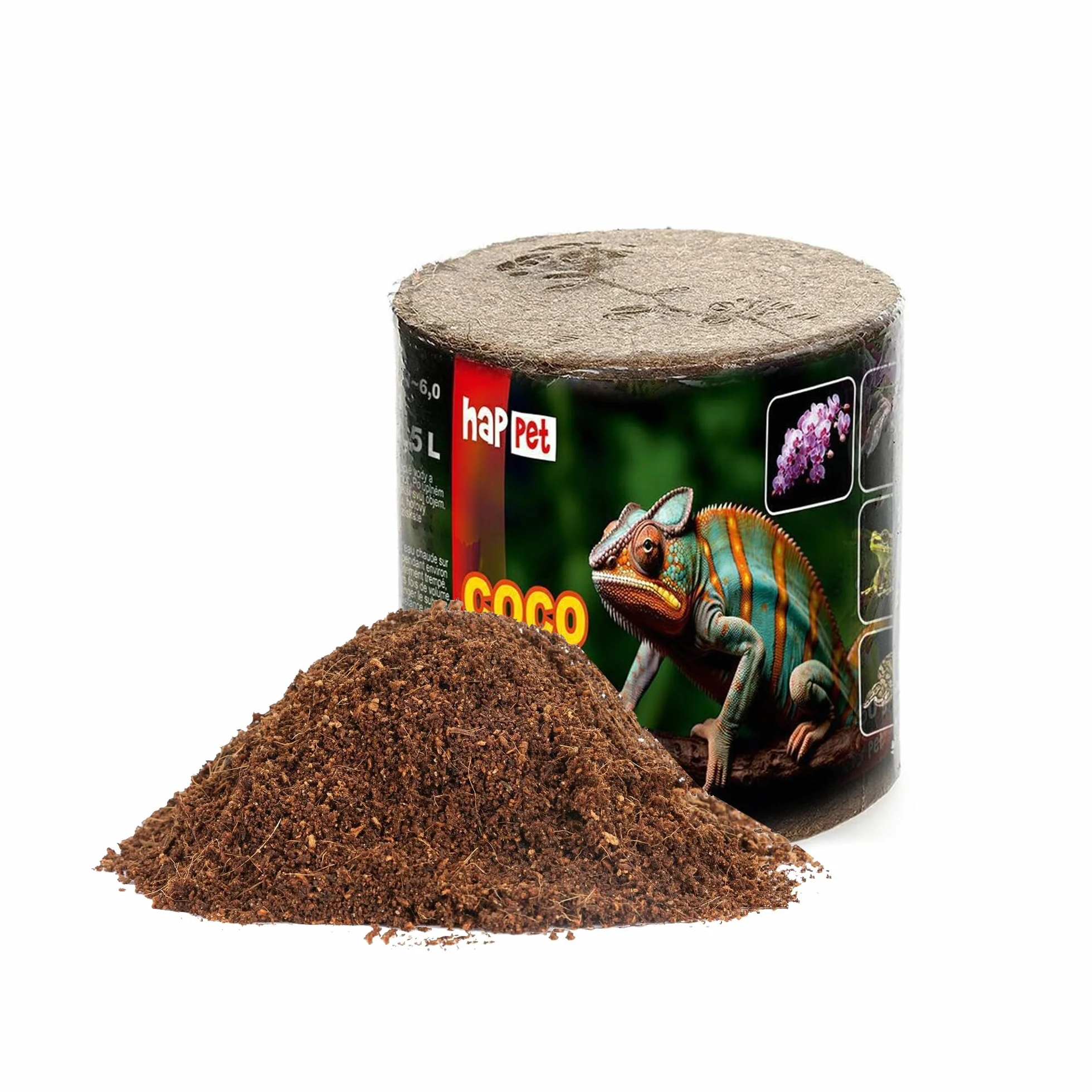 Happet Podłoże kokosowe w krążkach 550g – naturalne włókno kokosowe dla gadów, płazów, pajęczaków i roślin tropikalnych, zwiększa objętość do 7,5L