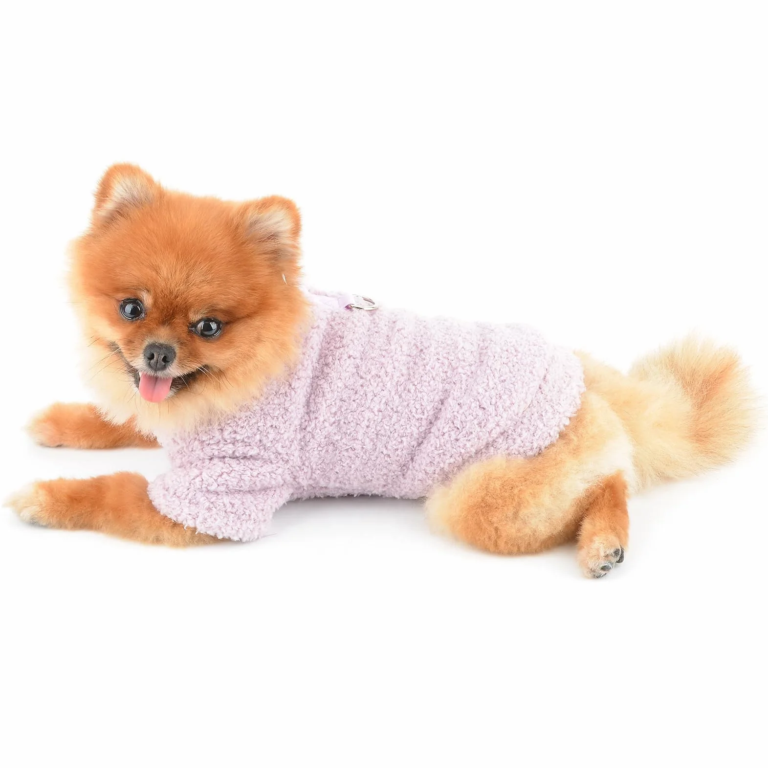 SMALLLEE_LUCKY_STORE Sweter polarowy dla małych psów, solidna bluza dla zwierząt domowych z naszywką z literą i D-ringiem, stroje dla szczeniaków Yorkie chihuahua ciepłe ubrania zimowa jesienna