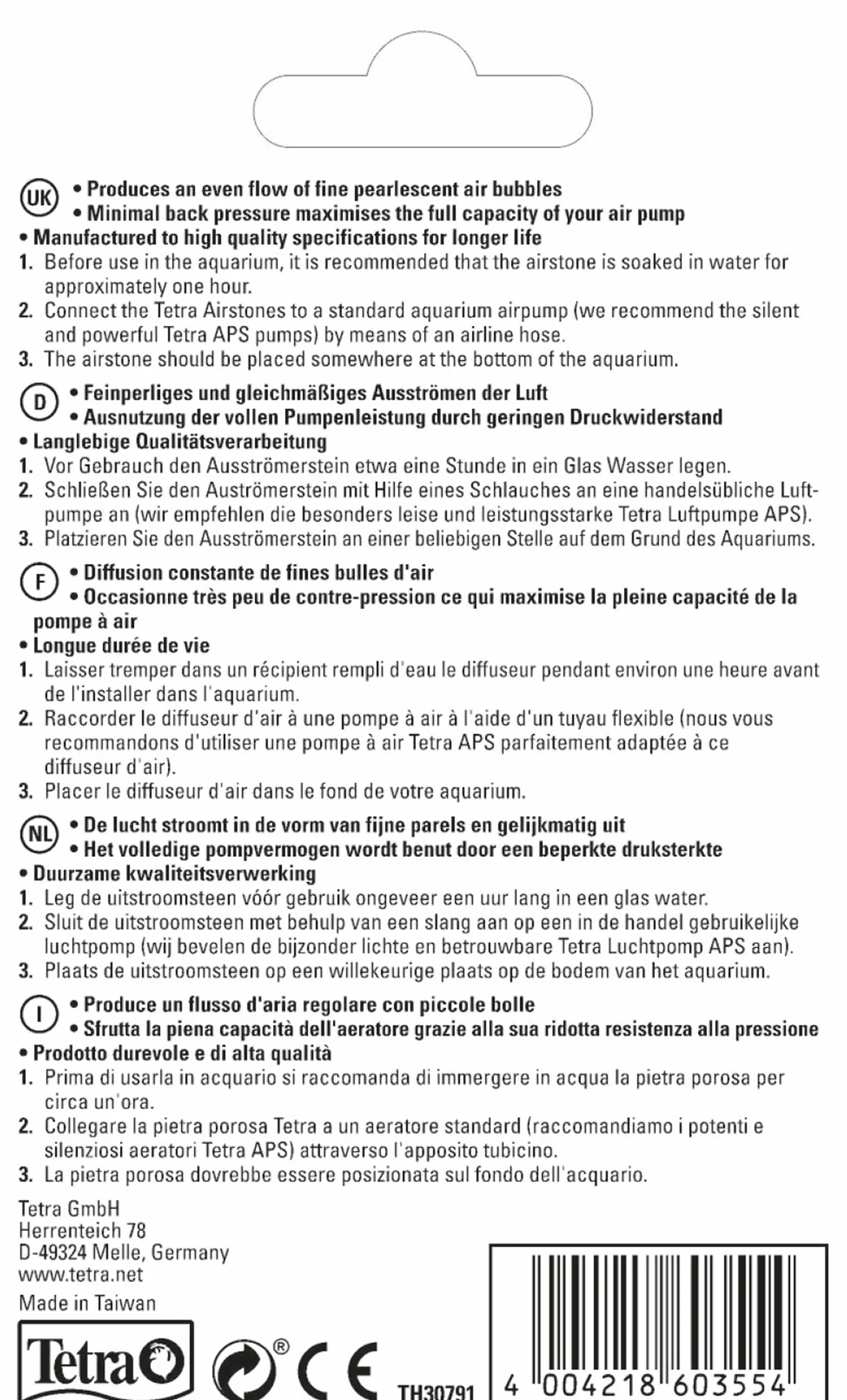 Tetra AS 35 kamień wylotowy – idealny w połączeniu z pompami powietrza do akwariów APS