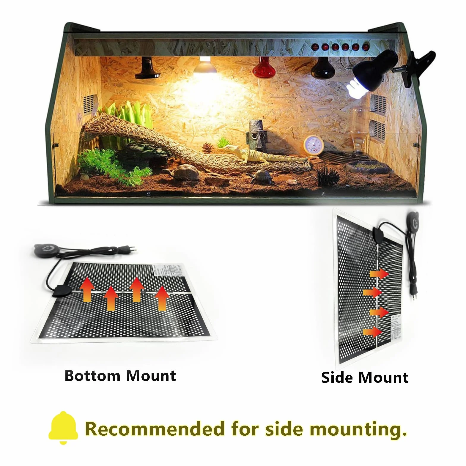 Mata grzewcza do terrarium, poduszka grzewcza dla gadów z 7 przyciskami do regulacji temperatury dla gadów, żółwi, węży, jaszczurek, gekonów, żab, raków pustelników, 28x28CM poduszka grzewcza
