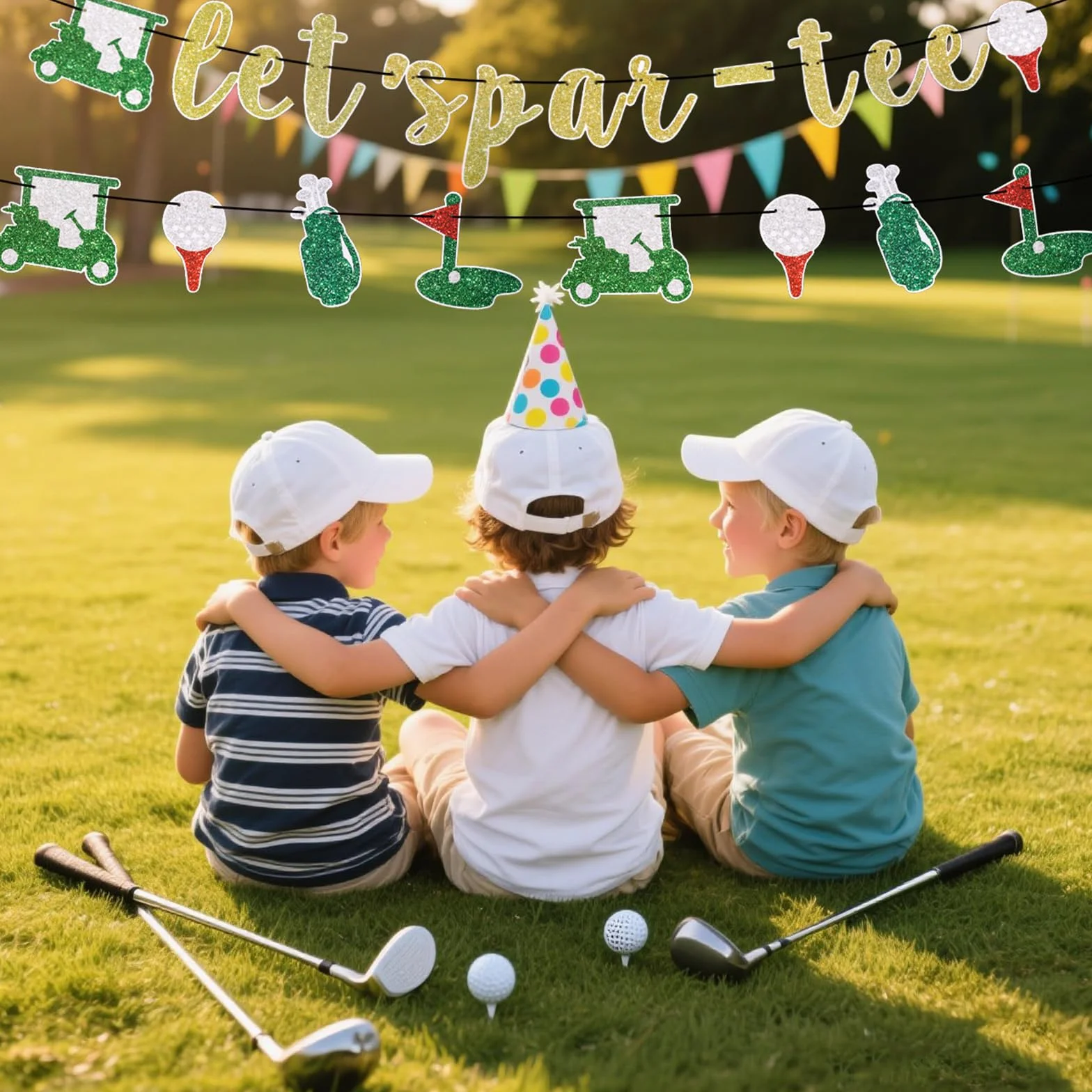 Baner Let's Par Tee, Wstępnie Rozciągnięty Dekoracje na Imprezy Golfowe Girlanda Dekoracje Wiszące Rekwizyty do Zdjęć na Urodziny Baby Shower Emeryturę Lub Imprezy o Tematyce Sportowej