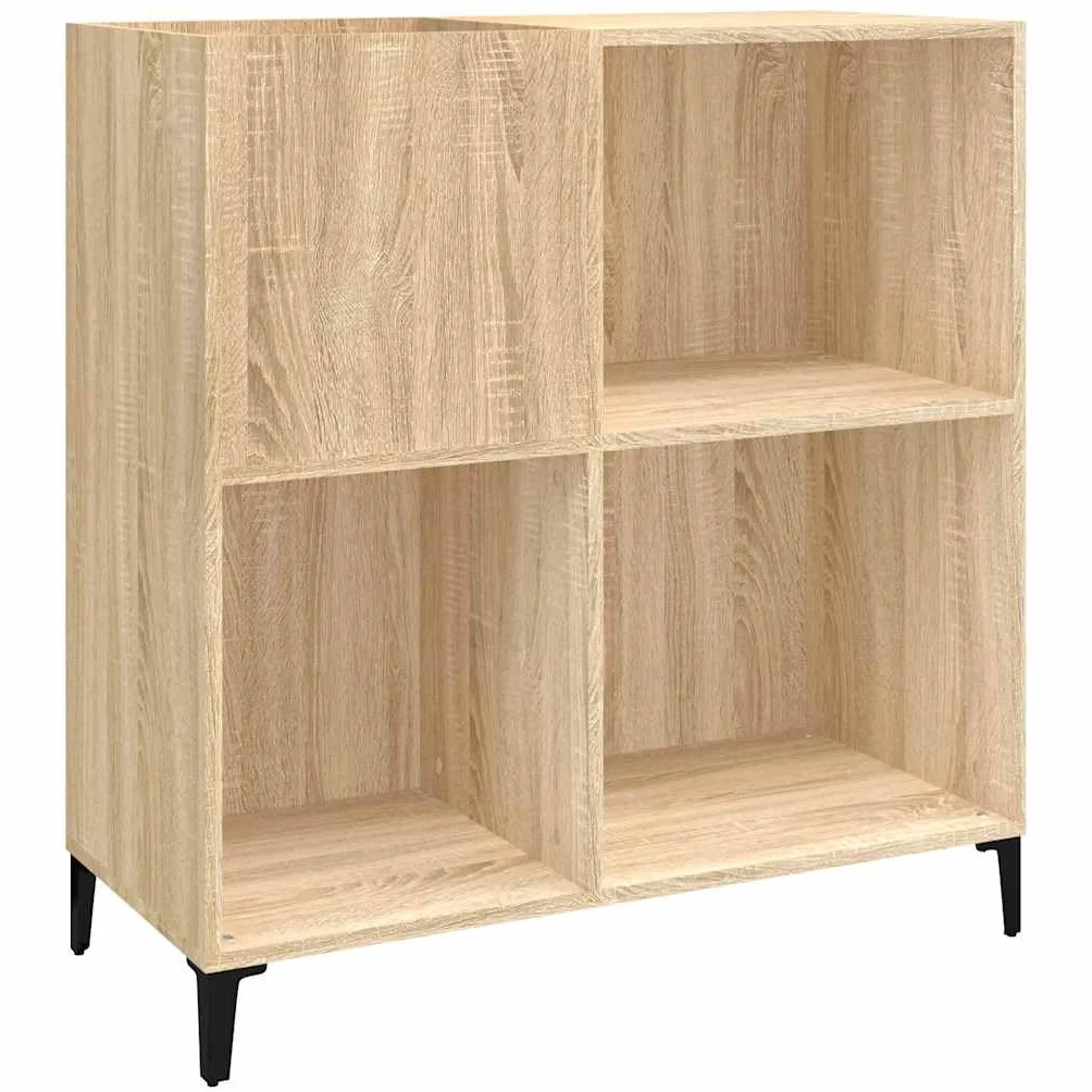 Szafka panelowa, dąb Sonoma, 84,5 x 38 x 89 cm, materiał drewnopochodny, regał na płyty winylowe ze stabilną górną płytą i metalowymi nogami do przechowywania LP