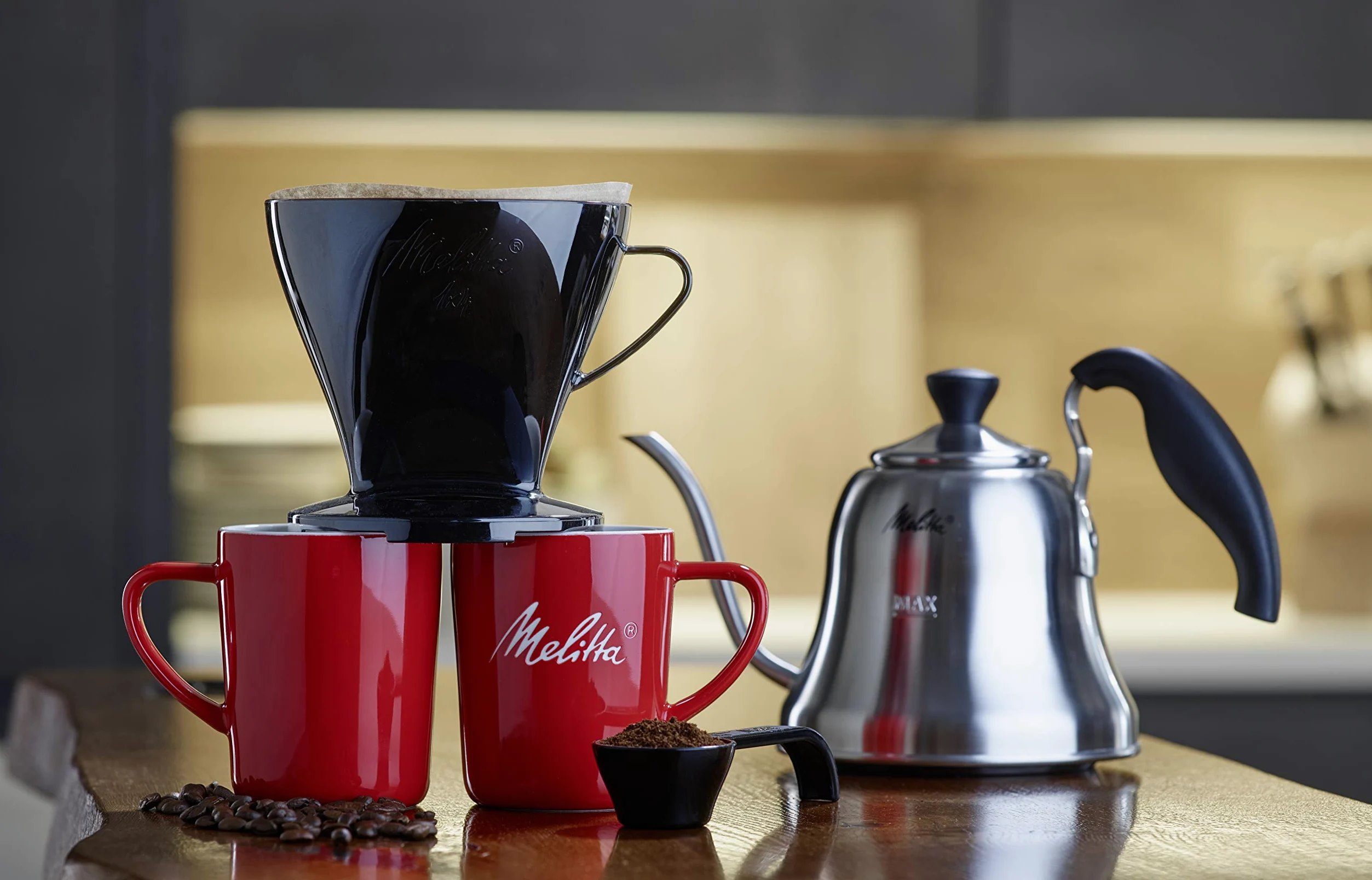 Melitta Uchwyt do kawy na torebki filtracyjne, filtr do kawy 1x4 standard, tworzywo sztuczne, czarny, 217564