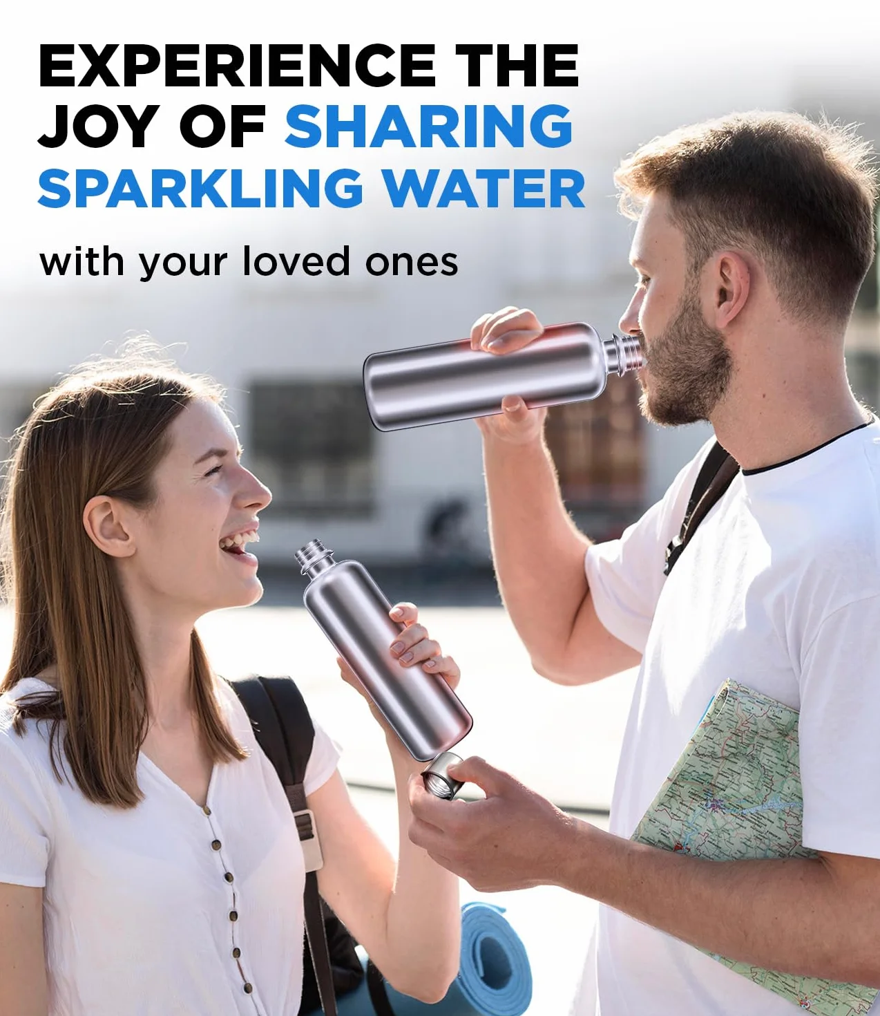 MATE OF STEEL® Butelka kompatybilna z Sodastream Crystal & Easy Premium 0,75 l ze stali nierdzewnej – nadaje się do mycia w zmywarce | butelka na napoje z metalu o pojemności 750 ml | butelki zapasowe