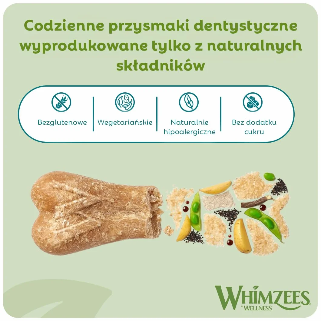 WHIMZEES Kość Ryżowa M/L 9 sztuk, Gryzaki Dentystyczne dla Średnich i Dużych Psów, Naturalne, Bezzbożowe