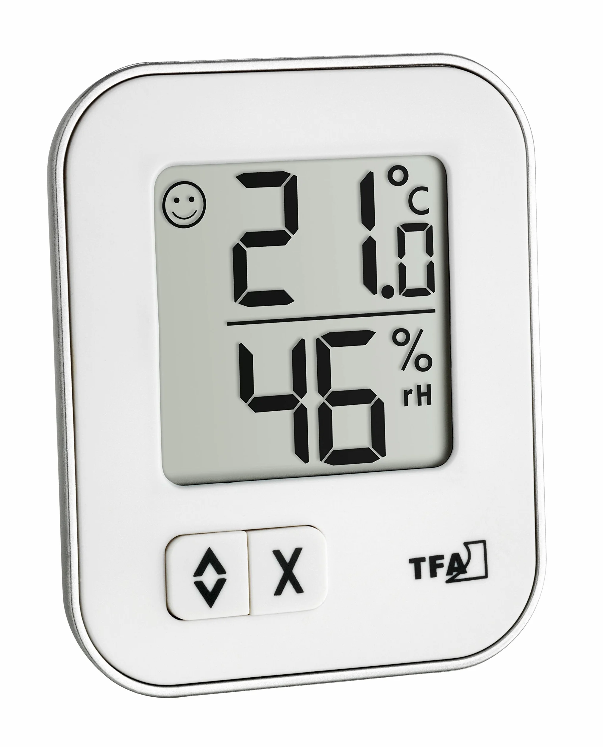 TFA Dostmann Thermo-Hygrometer Moxx, 30.5026.02, do pomiaru wilgotności powietrza, mini wilgotnościomierz, biały