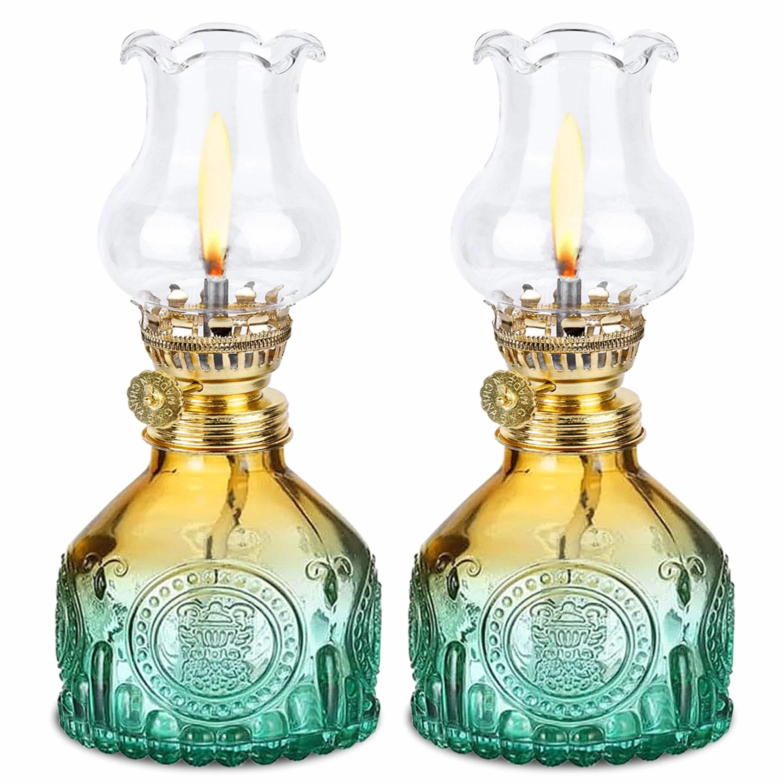 Lampa naftowa w stylu vintage, 2 sztuki, szklane lampy naftowe, lampa olejna, latarnia sztormowa, zewnętrzna lampa naftowa, gradient kolorów, do jadalni i ogrodu