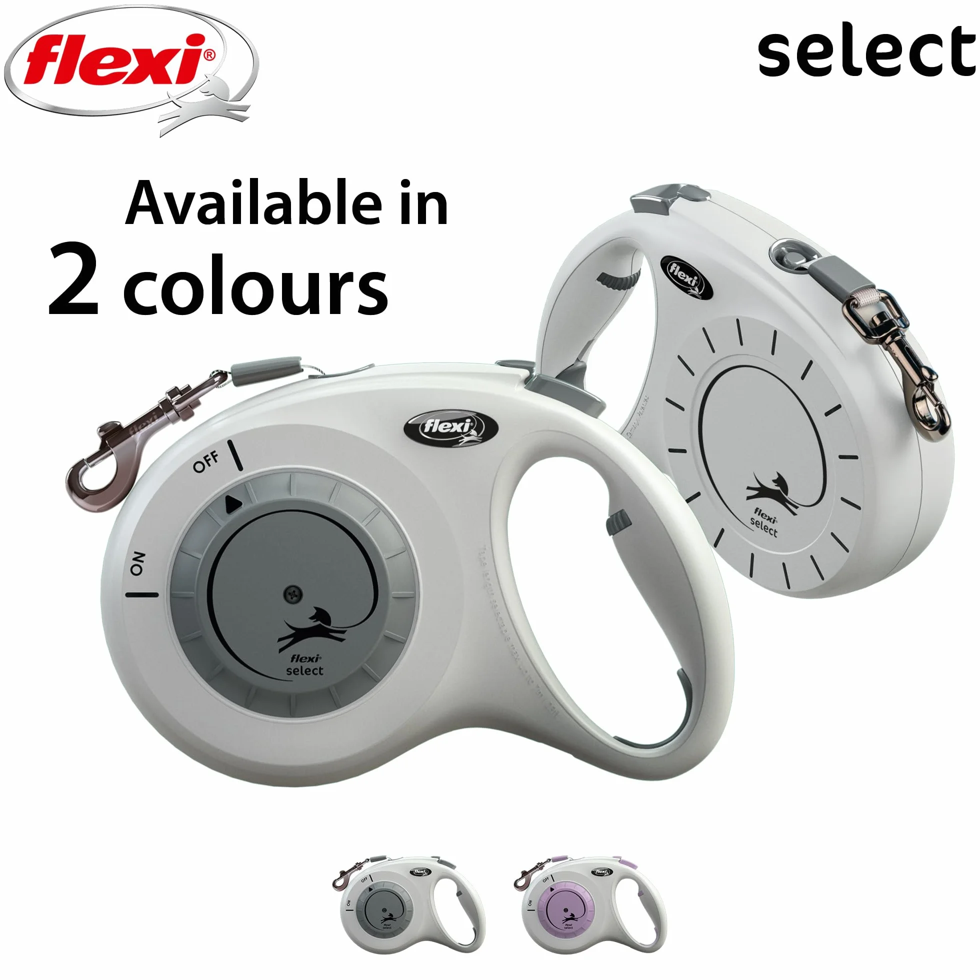 flexi® Select pas 7 m jasnoszary, regulowana smycz zwijana w zakresie od 0 do 7 m, dla psów do 25 kg