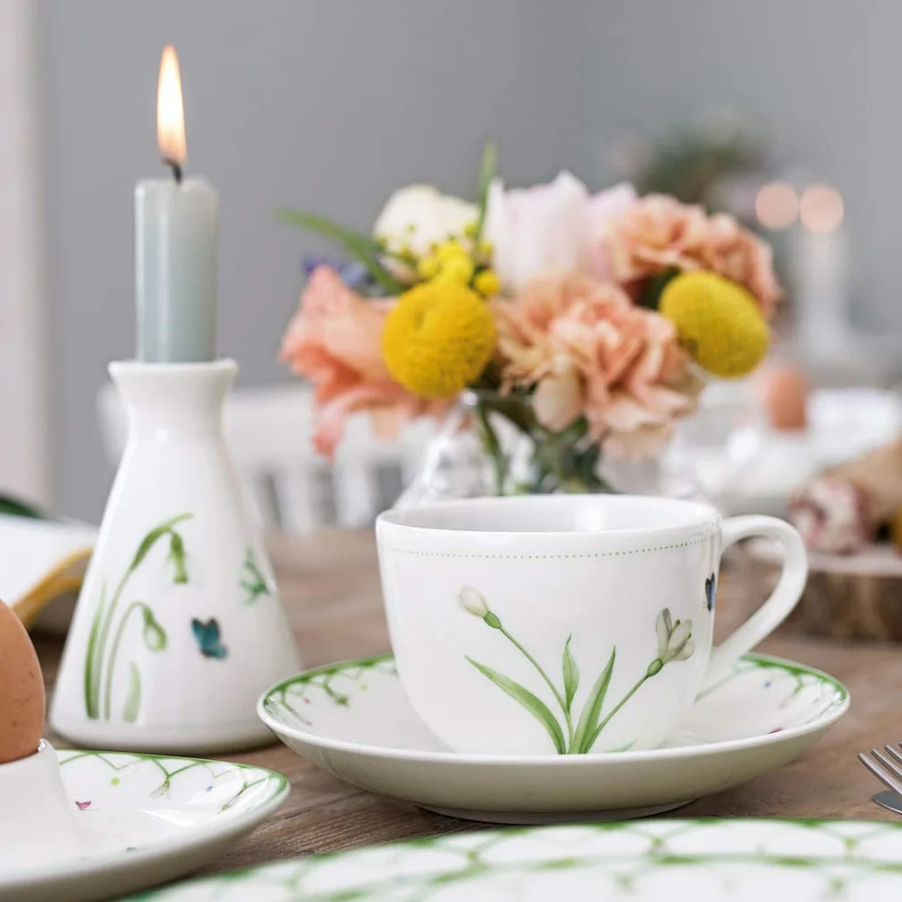 Villeroy & Boch Kolorowy wiosenny spodek, 14 cm, biały/kolorowy, nadaje się do mycia w zmywarce, do kuchenki mikrofalowej, na wiosnę, Wielkanoc, dekoracja wielkanocna, naczynia, porcelana premium