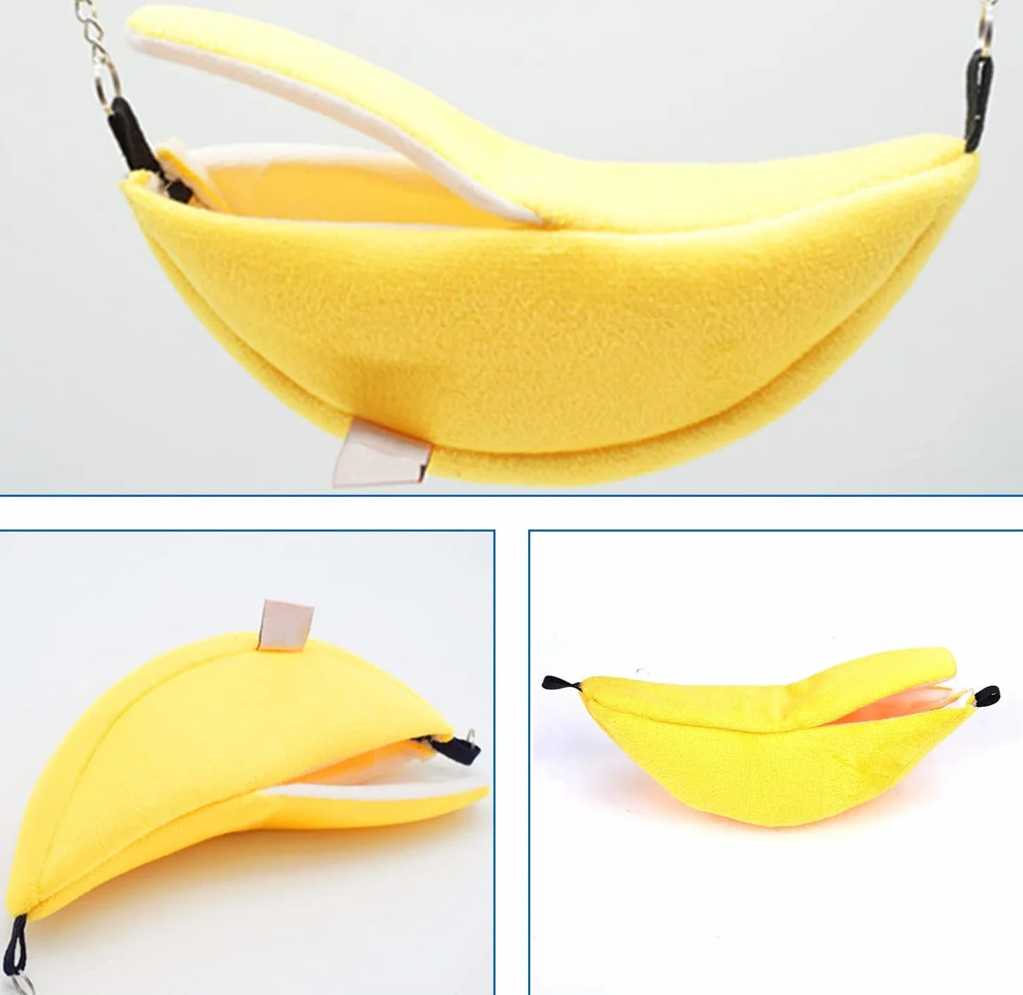 Hamak typu Banana, ciepły dom, klatka, hamak dla małych zwierząt, ciepły, pluszowy, legowisko wiszące, klatka, gniazdo do spania, dla szczurów, fretek, szynszyli, myszy wyścigowych, żółty