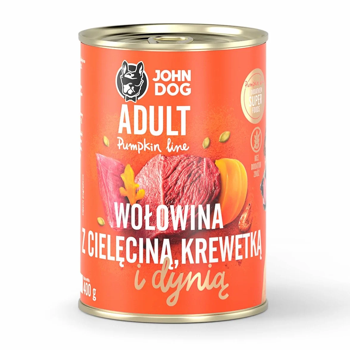 JOHN DOG KARMA MOKRA PUMPKIN DOROSŁY WOŁOWINA Z CIELĘCINĄ, KREWETKAMI i dynią 400g