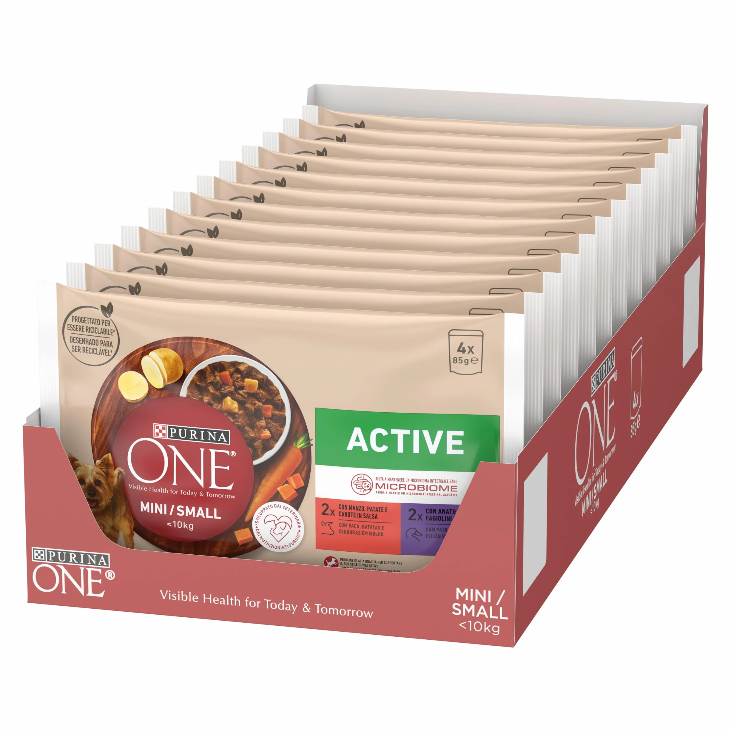 Purina One Multipack wilgotna karma dla psa wołowina i kaczka w sosie, 48 x 85g