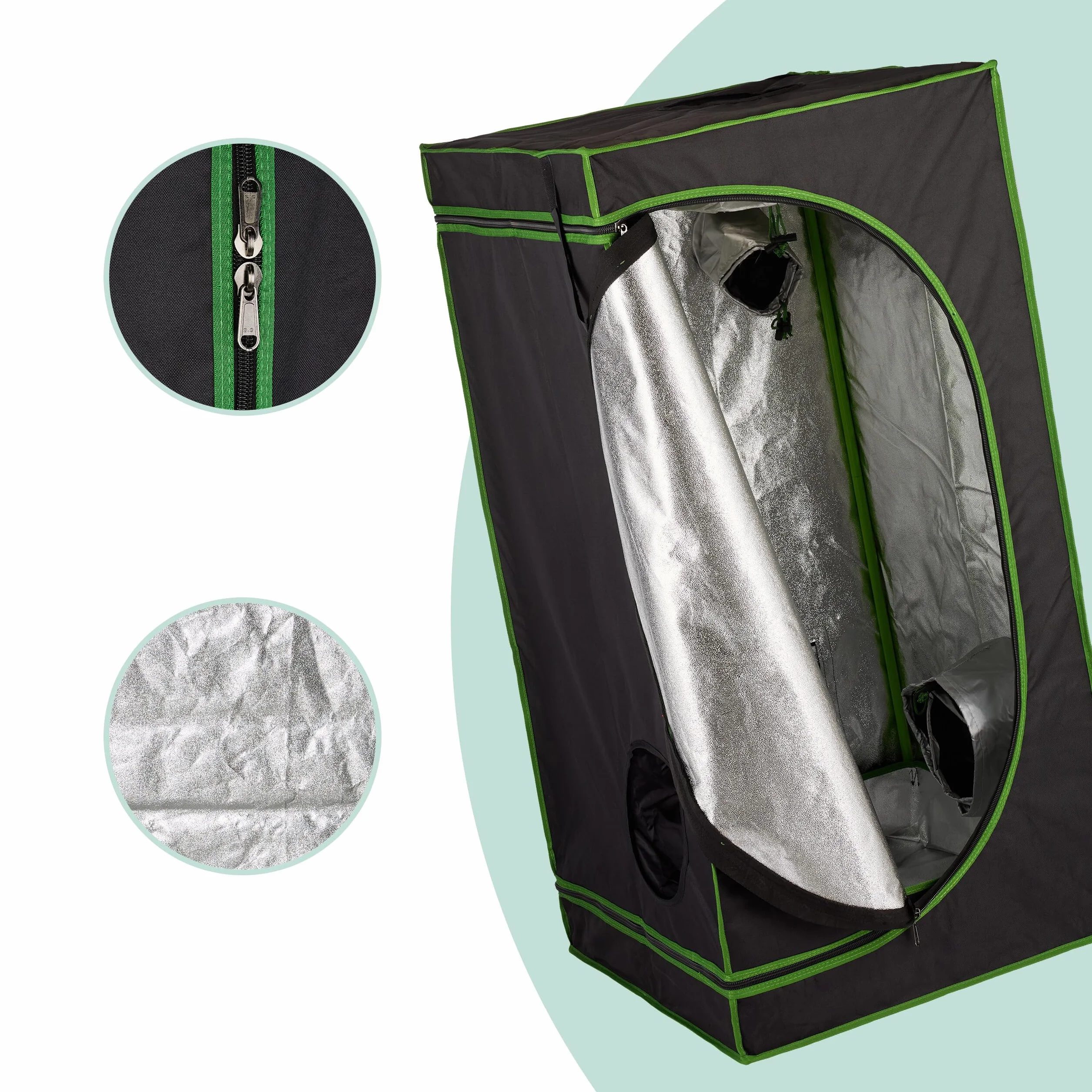 Relaxdays Growbox, wys. x szer. x gł.: 120 x 60 x 60 cm, uprawa roślin, folia odblaskowa wewnątrz, zaciemniony namiot hodowlany, czarny/zielony, 60 x 60 x 120 cm