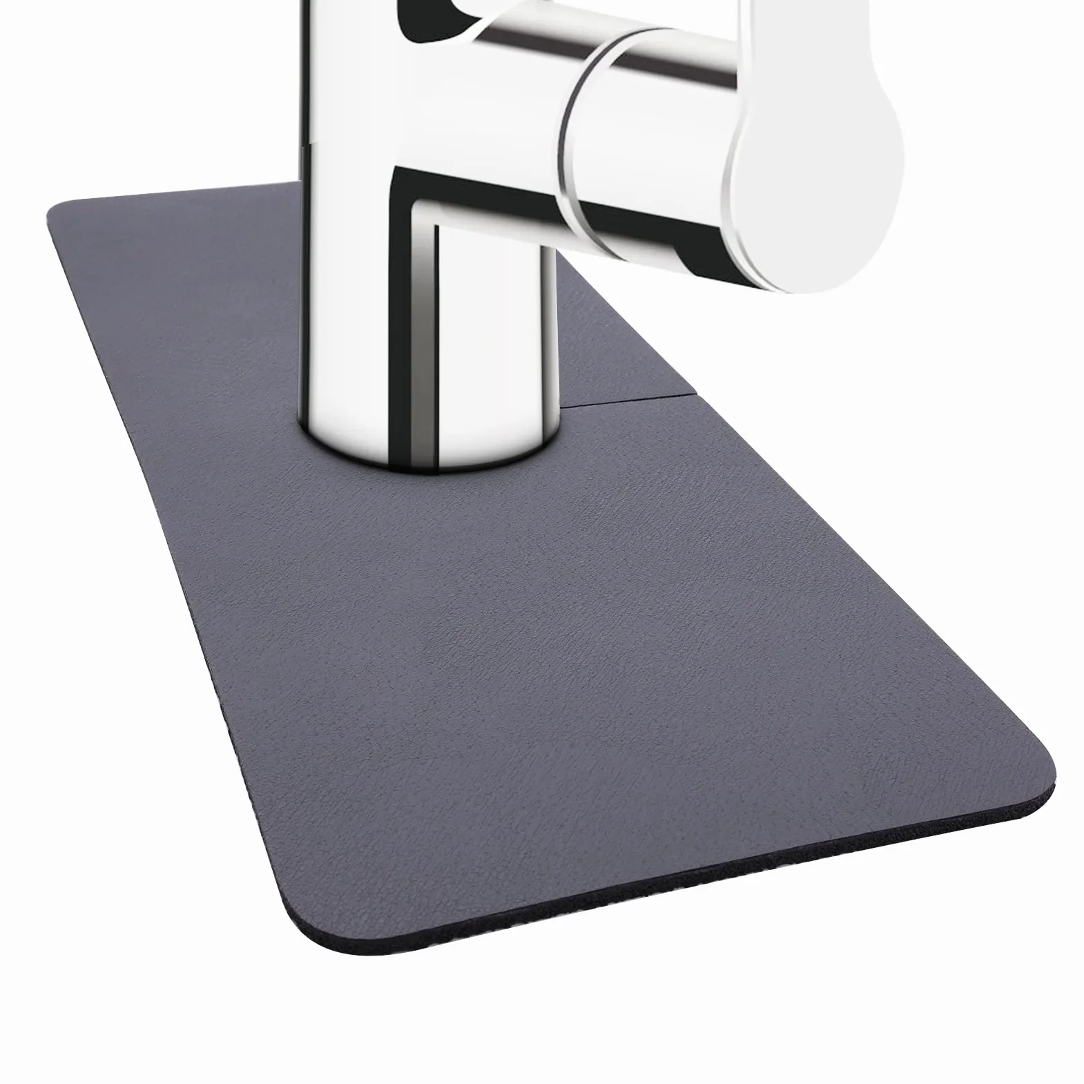 SAVITA 2 Szt. 38x14 cm Faucet Absorbent Mat, Zawijane Diatomit Faucet Splash Guard, Lapacze Wody do Kranu Podkladka do Suszenia Kranu do Kranów Zlewowych Lazienki Kuchni (Szary)