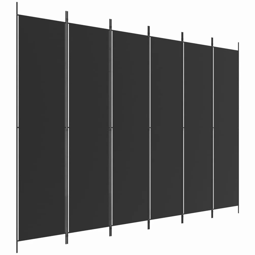 vidaXL Parawan 6-panelowy, czarny, 300x220 cm, tkanina