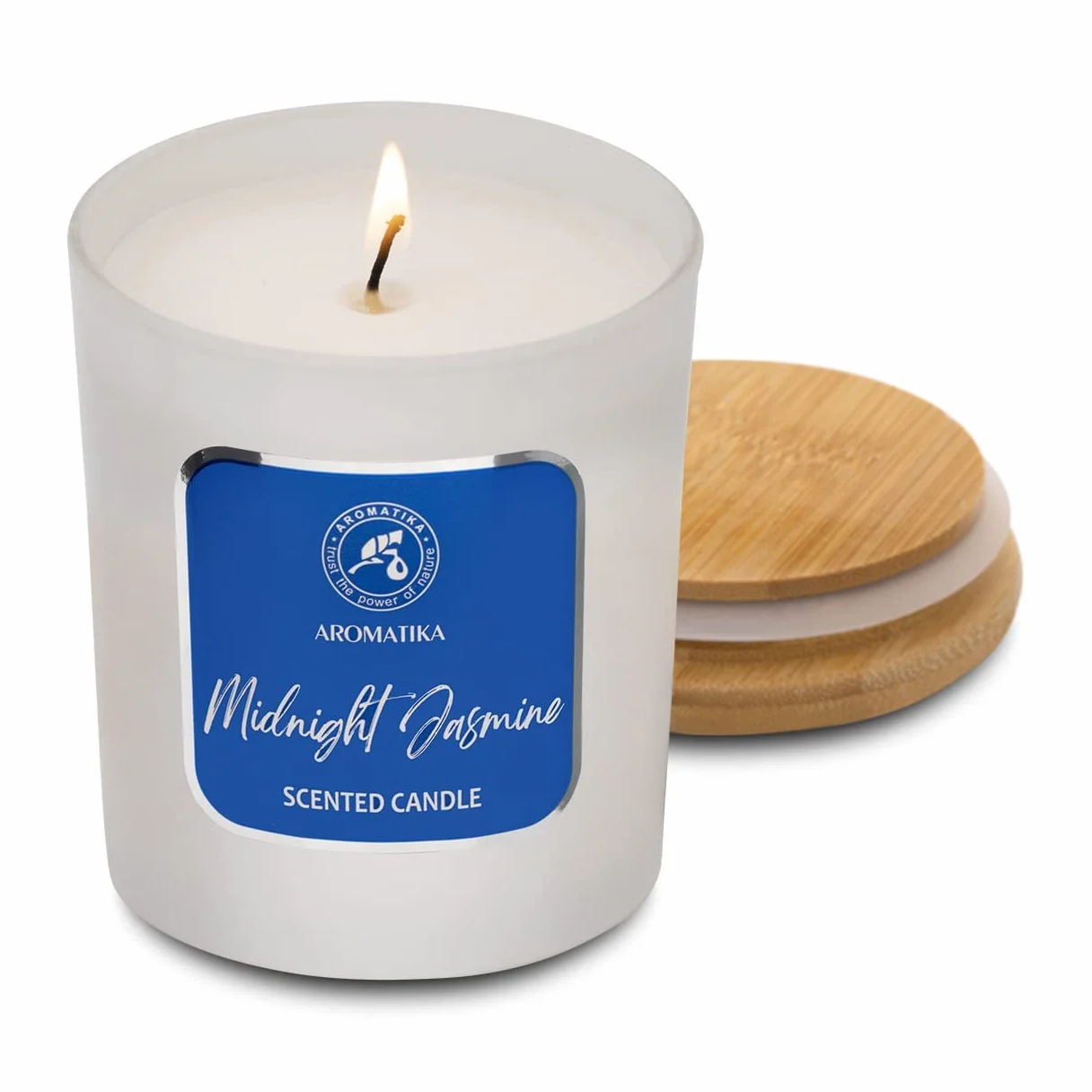 Scented Candle Midnight Jasmine - Soywax Candle with Essential Oil - Glass Candle Gift - Aromatherapy Candle - Up to 45 Hours Burn Time - Soy Wax Candles - Home Scented Candles