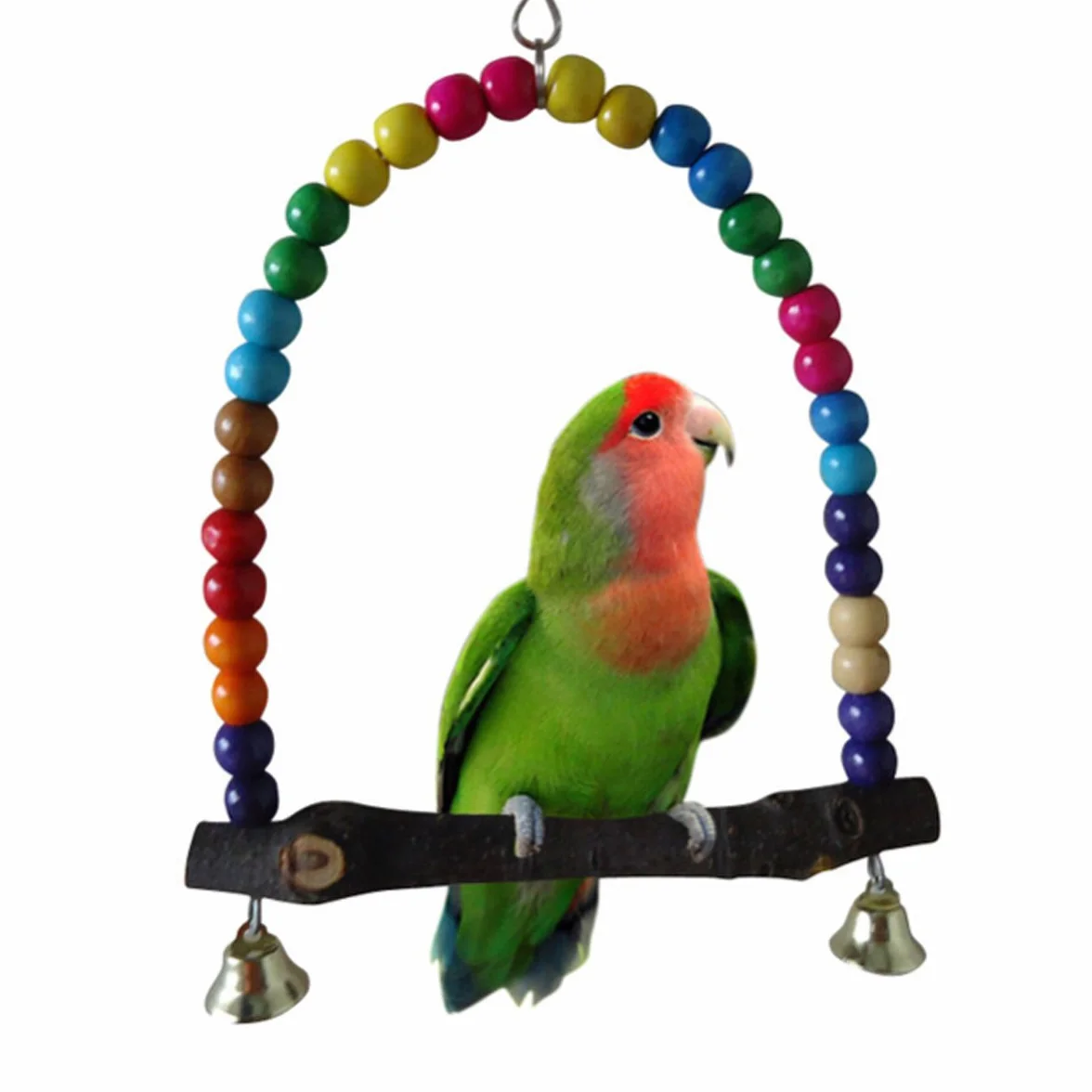 Drewniane huśtawki dla ptaków, 14 cm x 14 cm wielokolorowe konure kogut huśtawka wiszące zabawki dla małych zwierząt, papugi, budgie