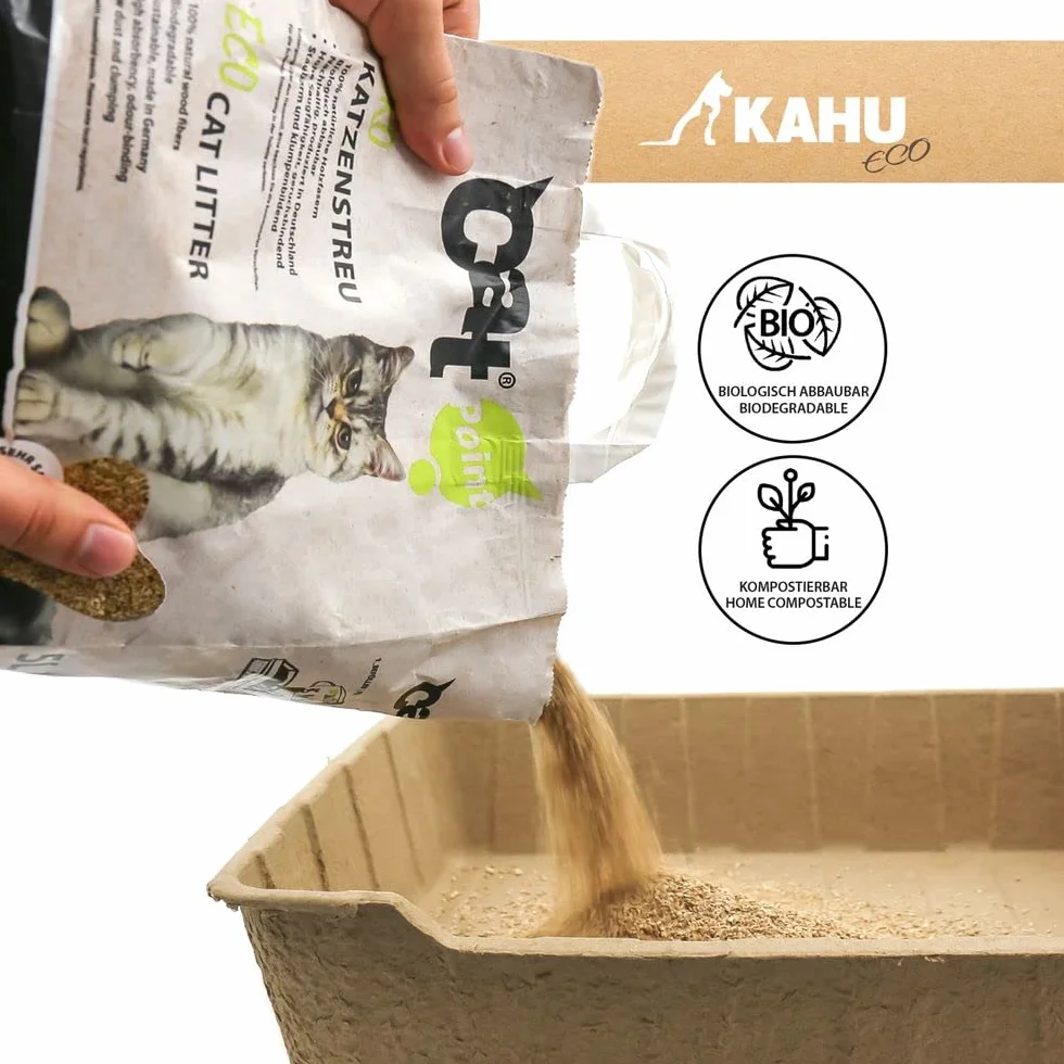 KAHU ECO 100% naturalny żwirek dla kotów • żwirek naturalny • granulat z drewna ekologicznego • 100% kompostowalny i biodegradowalny, 2,1 kg (5 l)