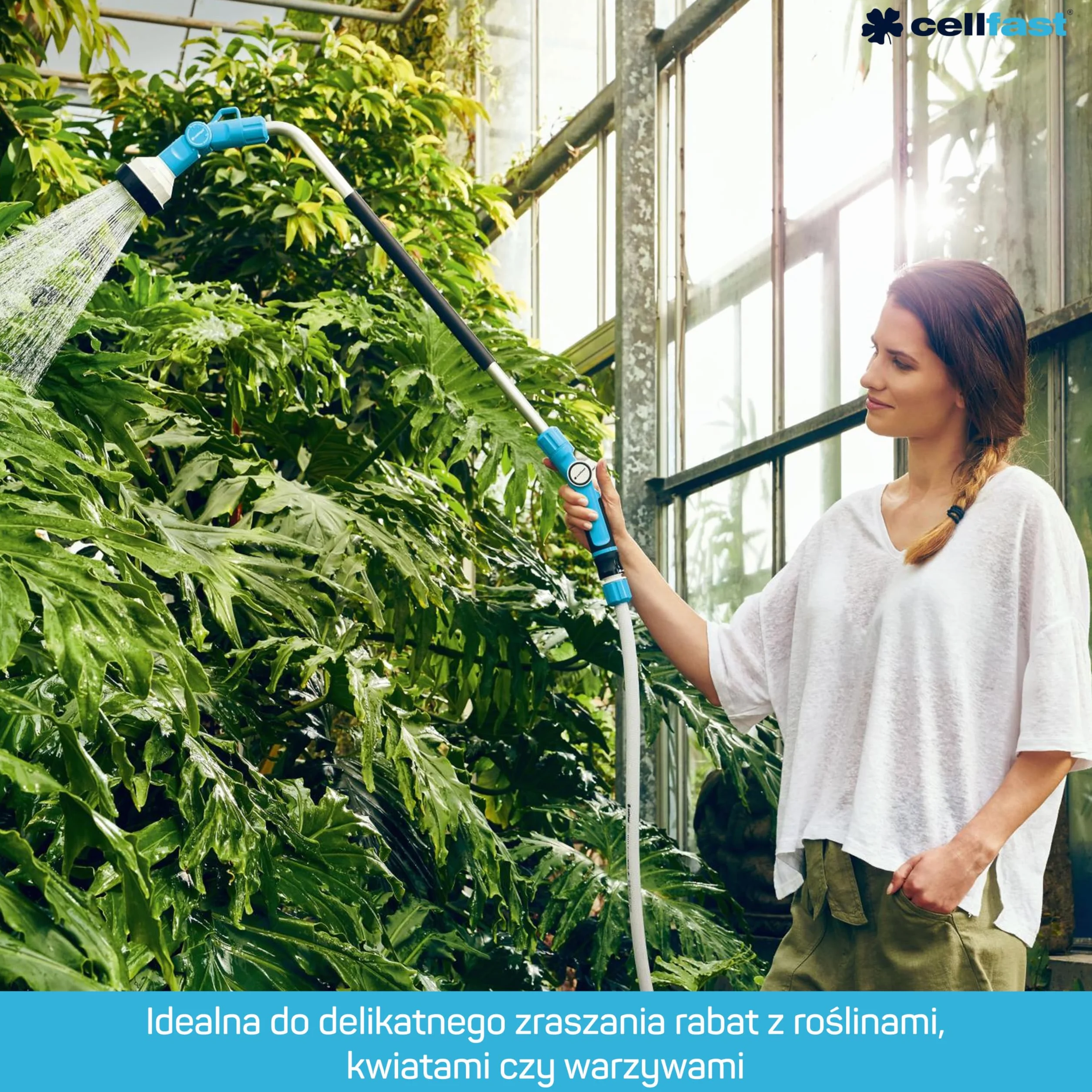 Cellfast Lanca Ogrodowa do Podlewania Basic - 10-Funkcyjna - Długość 89 cm - Tworzywo Sztuczne i Aluminium