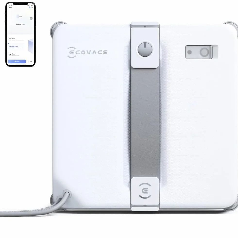 ECOVACS WINBOT Mini 2 robot do mycia okien ze szczotkami narożnymi i rozpylaniem ultradźwiękowym, ultra cienki i lekki, do wąskich okien, inteligentna nawigacja, 6 trybów aplikacji, 10-stopniowy