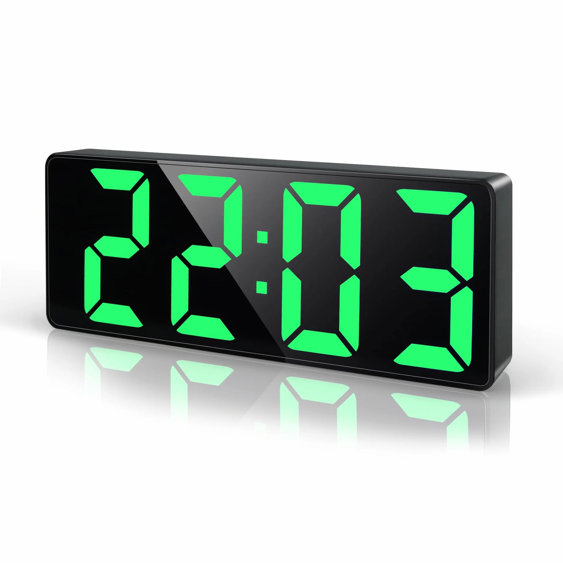 Lafocuse Cyfrowy budzik LED z dużym wyświetlaczem 17,8 cm, drzemka, zasilanie Type-C/bateryjne, regulowana jasność, data, temperatura