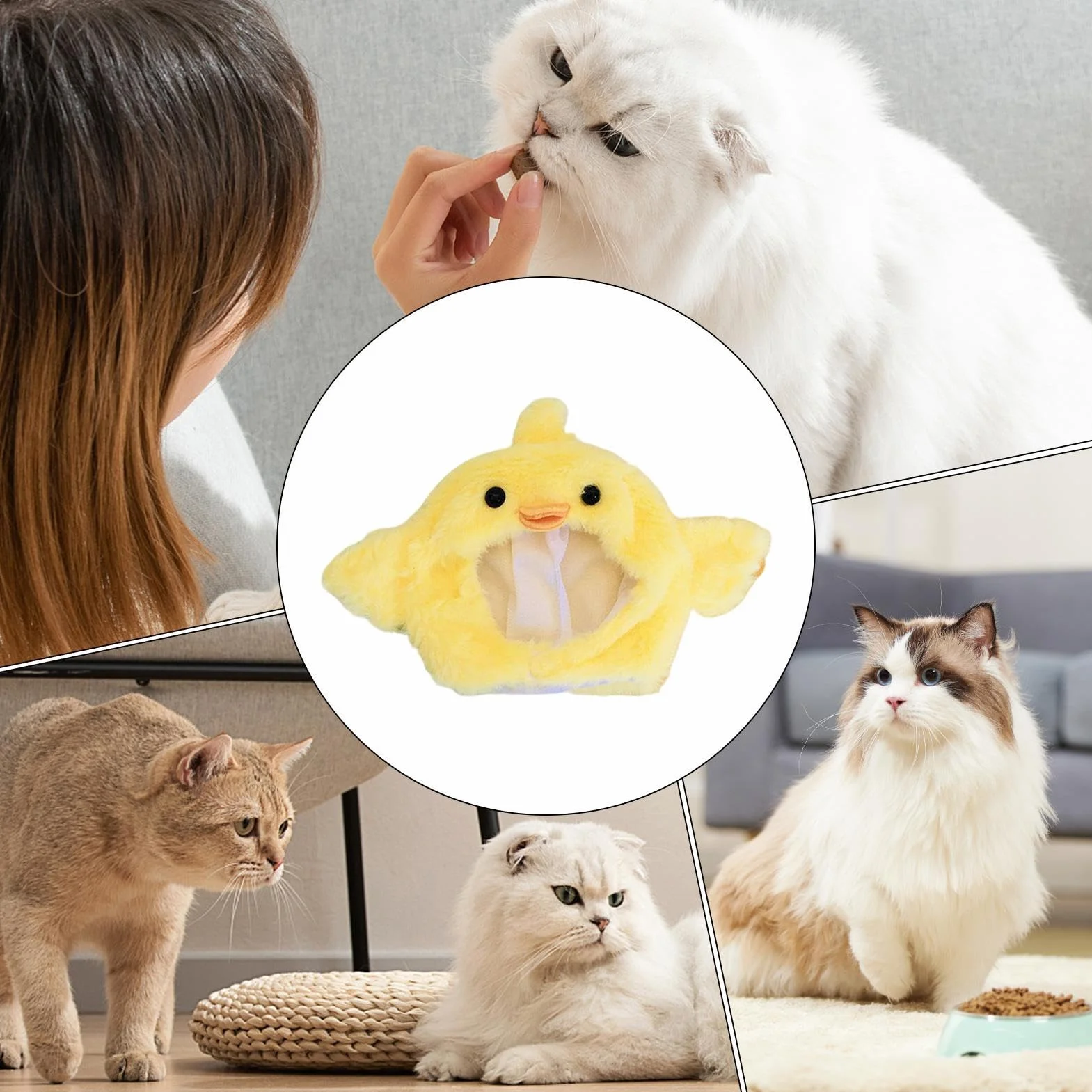 Cat Hat Cute Cartoon Decoration Short Plush Pig Chicken Design Funny Headwear Party Accessory Christmas Halloween Festival Dress Up for Small Animals Dogs Cats